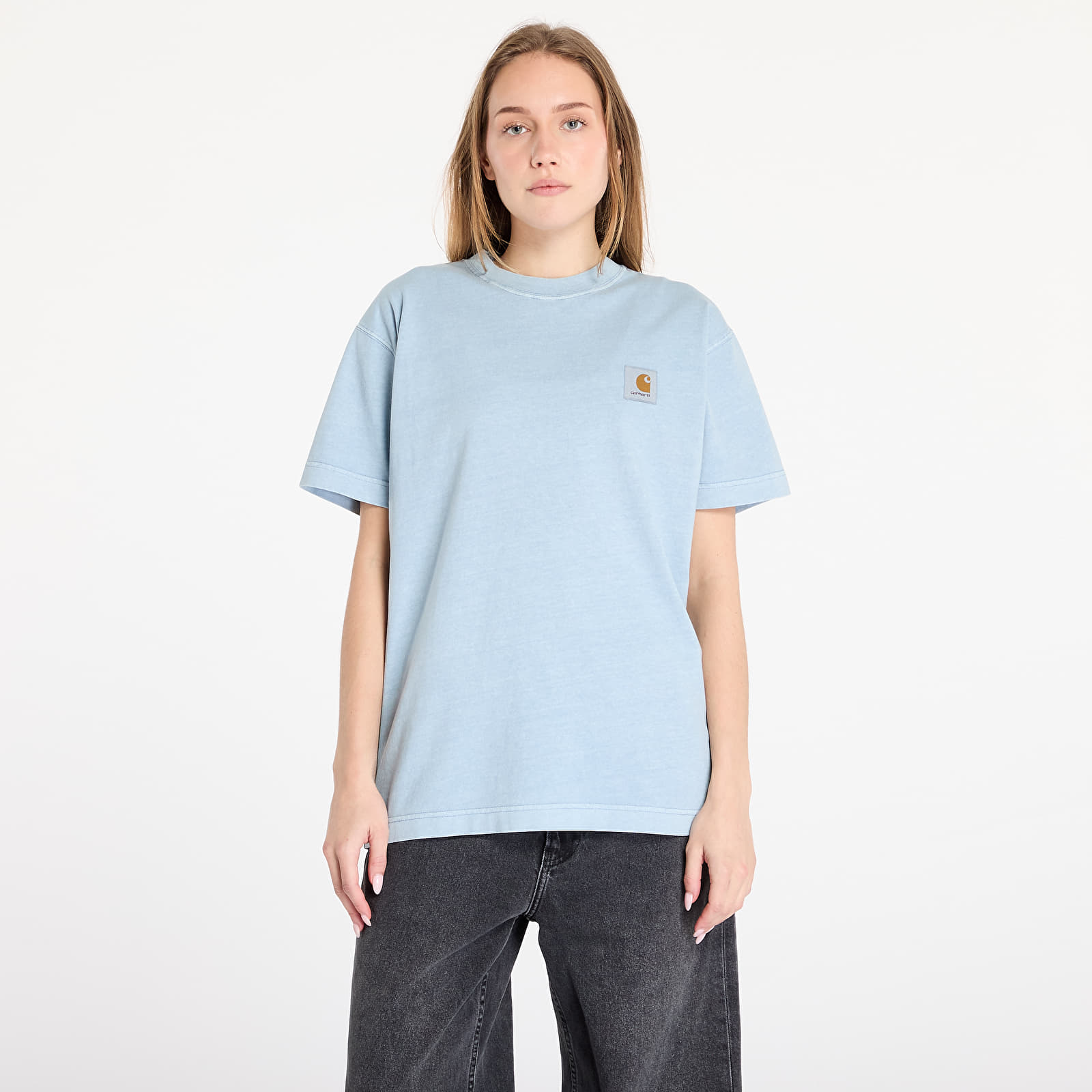 Férfi pólok Carhartt WIP S/S Vista T-Shirt UNISEX Dusty Ice Garment Dyed