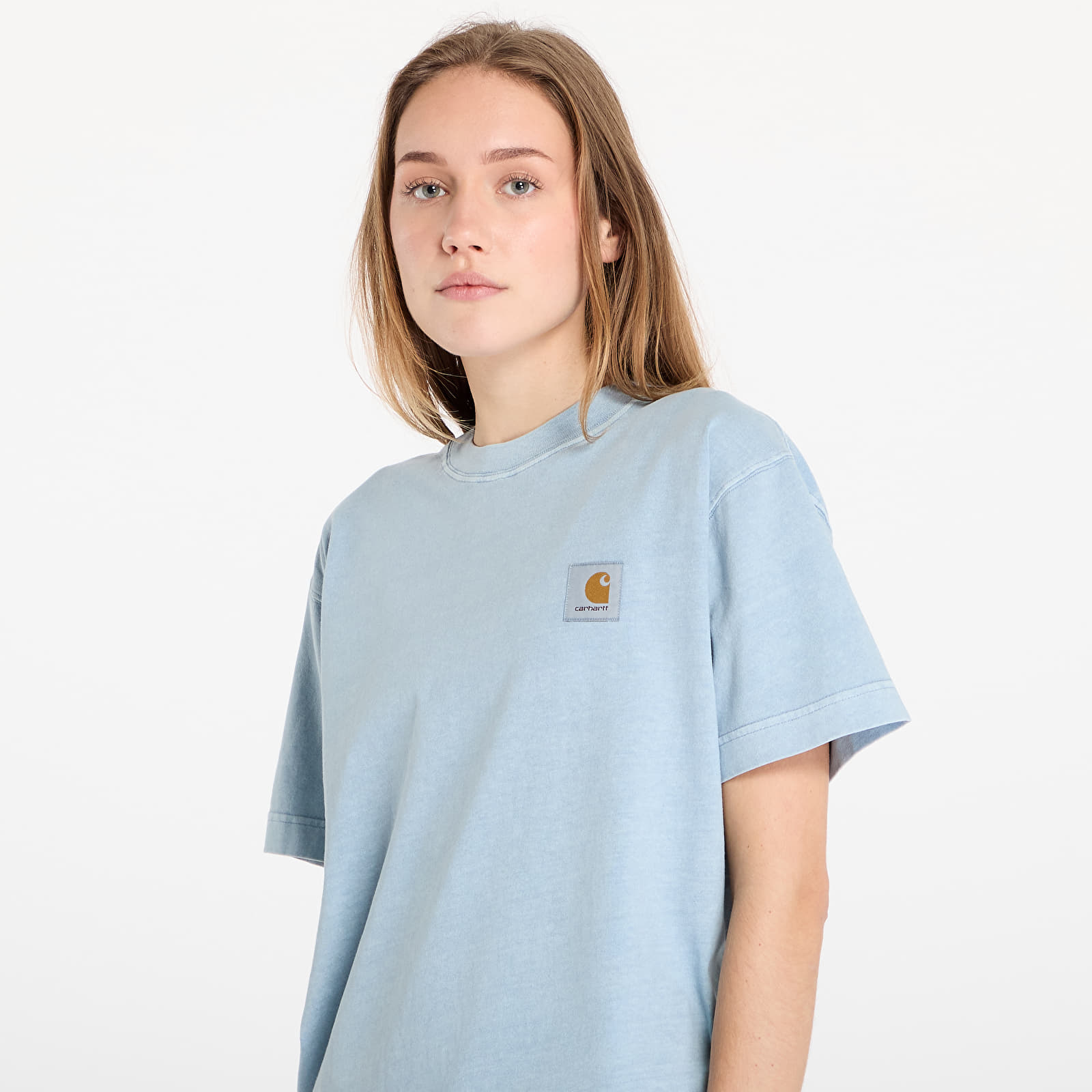 Férfi pólok Carhartt WIP S/S Vista T-Shirt UNISEX Dusty Ice Garment Dyed