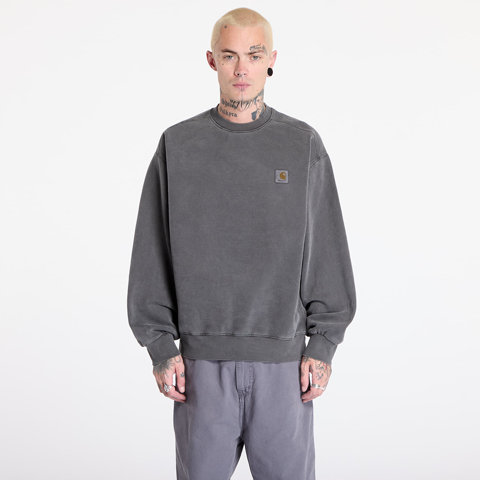 Férfi kapucnis pulcsik Carhartt WIP Vista Sweat UNISEX Graphite Garment Dyed