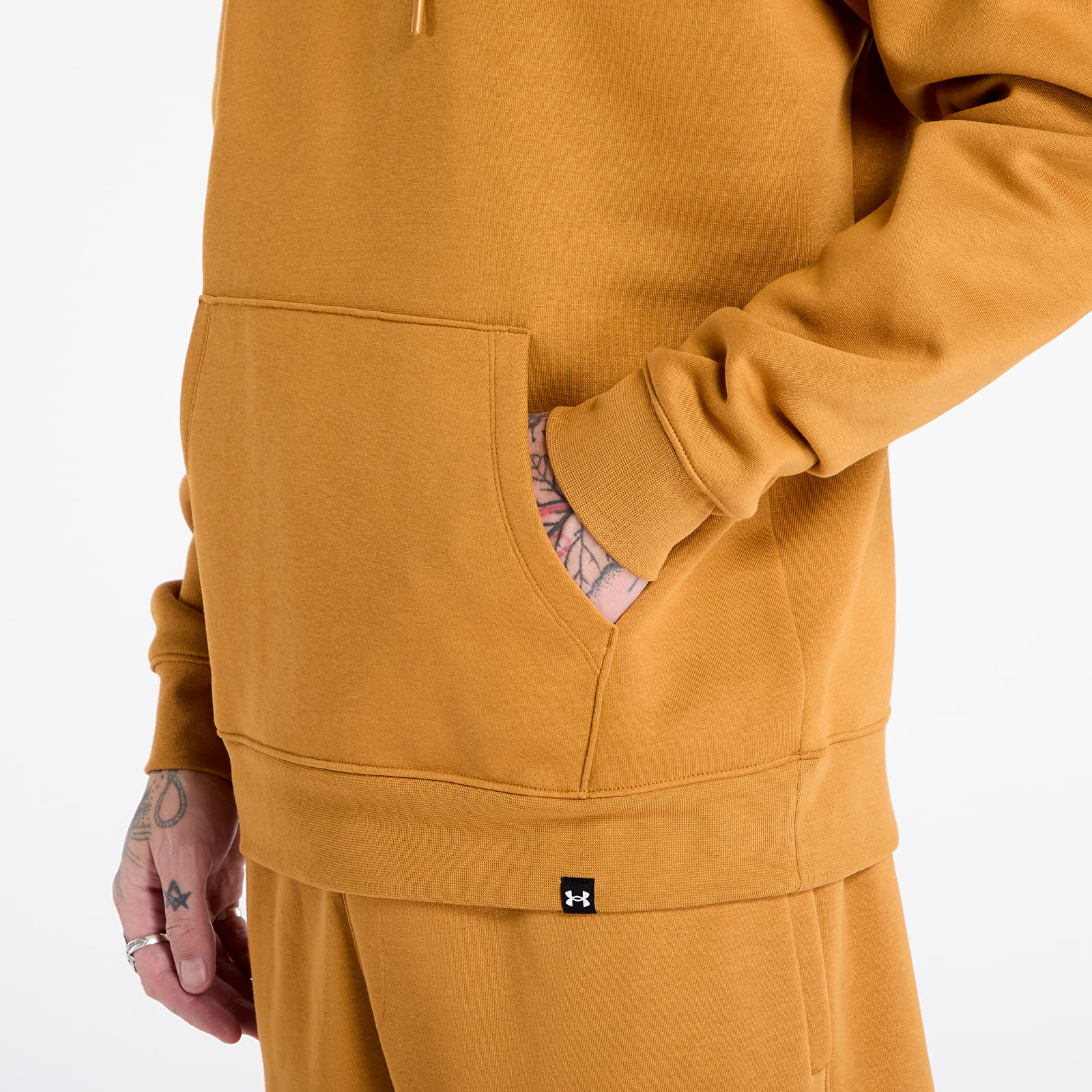 Férfi kapucnis pulcsik Under Armour Project Rock Icon Fleece Hoody Yellow Ochre/ Silt
