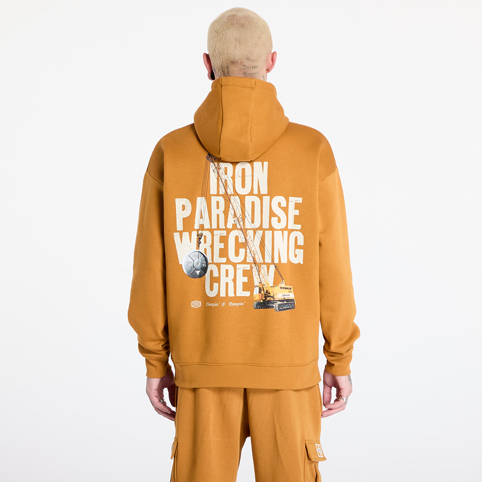 Férfi kapucnis pulcsik Under Armour Project Rock Icon Fleece Hoody Yellow Ochre/ Silt