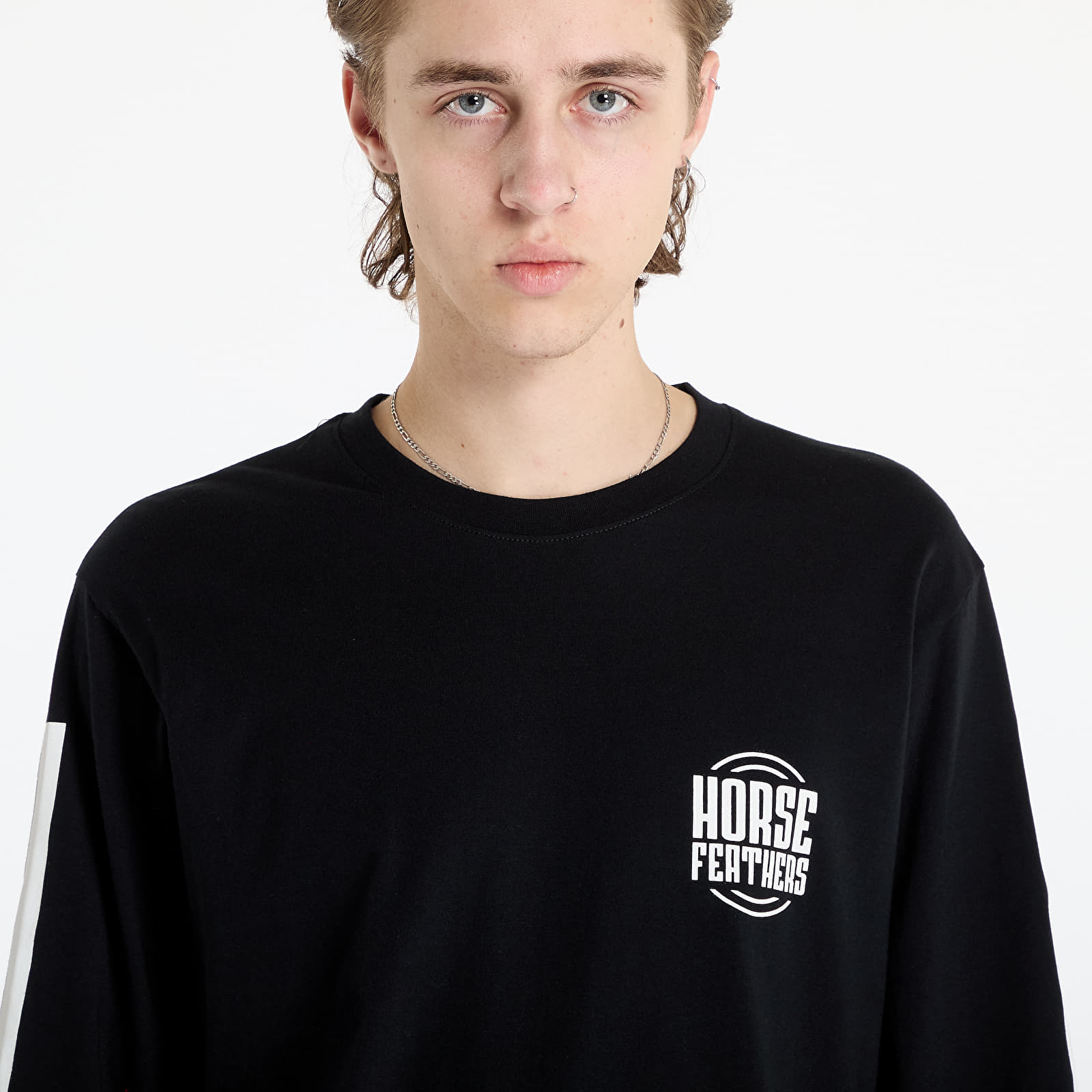Männer T-Shirts Horsefeathers Tall Typo Long Sleeve T-Shirt Black