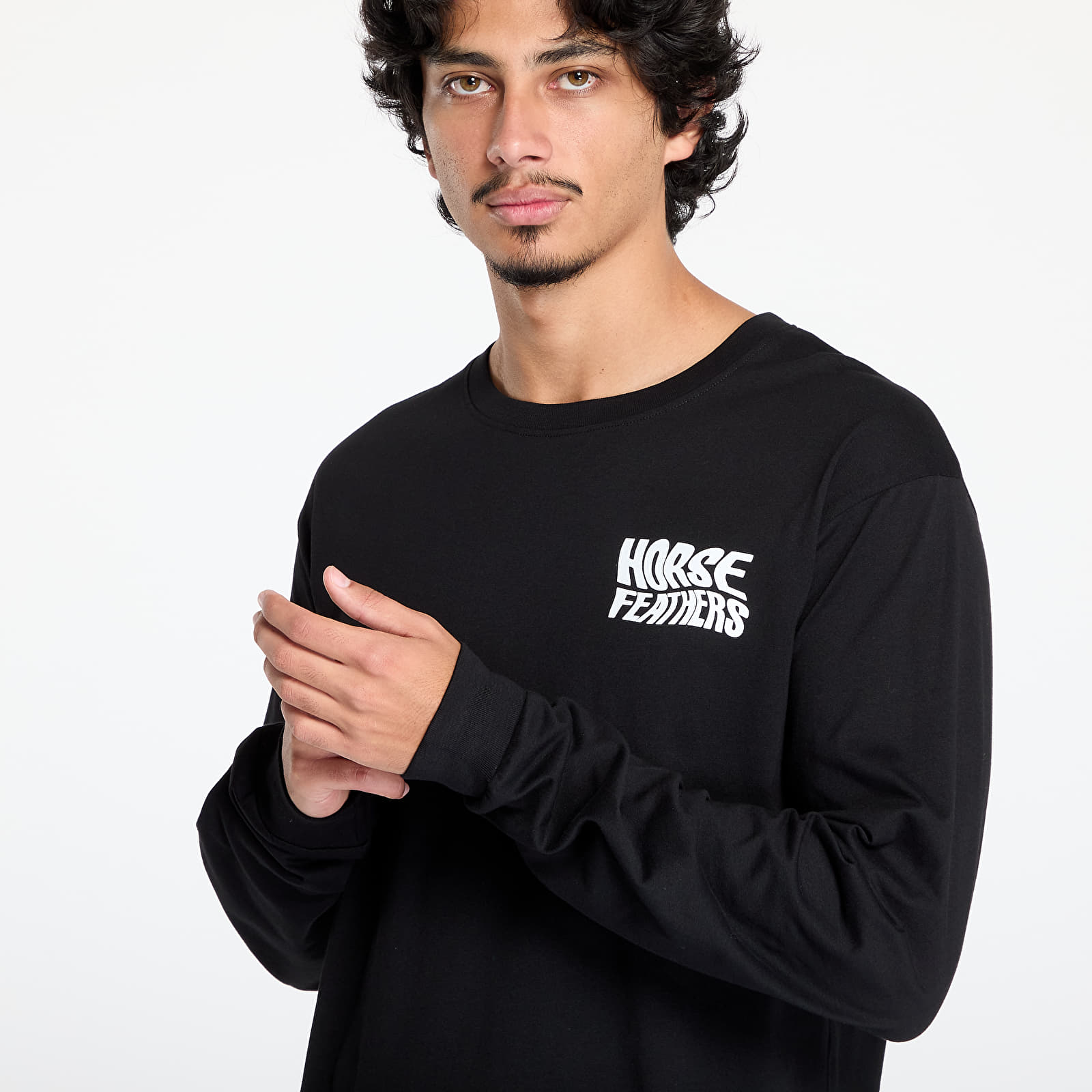Männer T-Shirts Horsefeathers Distort Long Sleeve T-Shirt Black