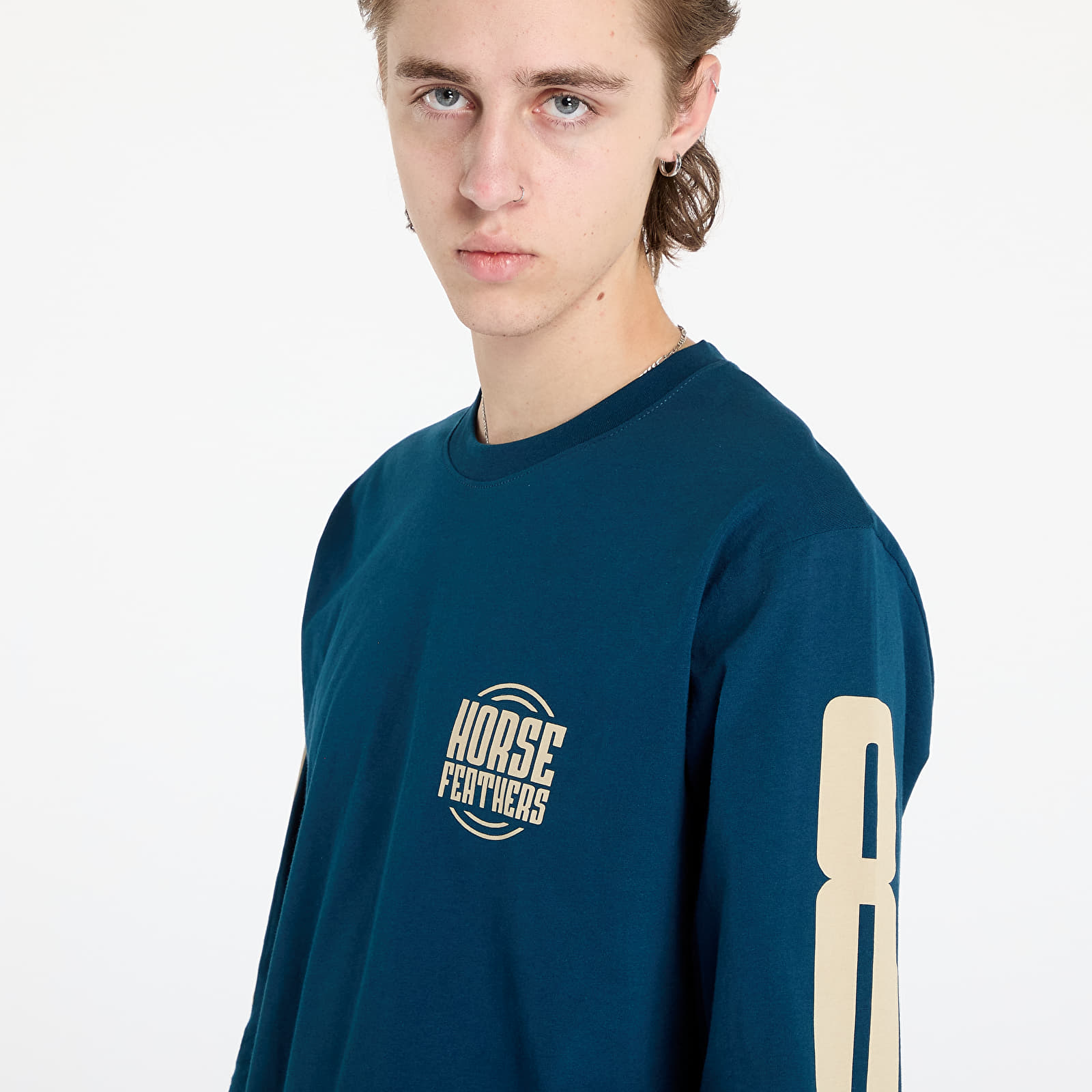 T-shirty męskie Horsefeathers Tall Typo Long Sleeve T-Shirt Pond