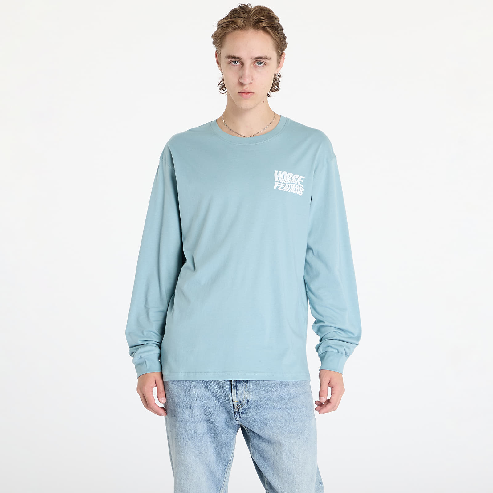 T-shirts homme Horsefeathers Distort Long Sleeve T-Shirt Blue Haze