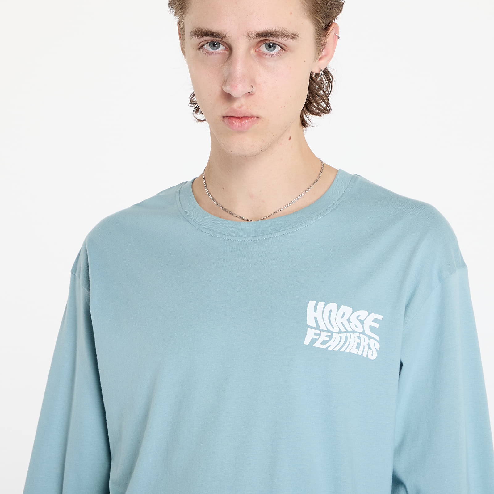 T-shirts homme Horsefeathers Distort Long Sleeve T-Shirt Blue Haze