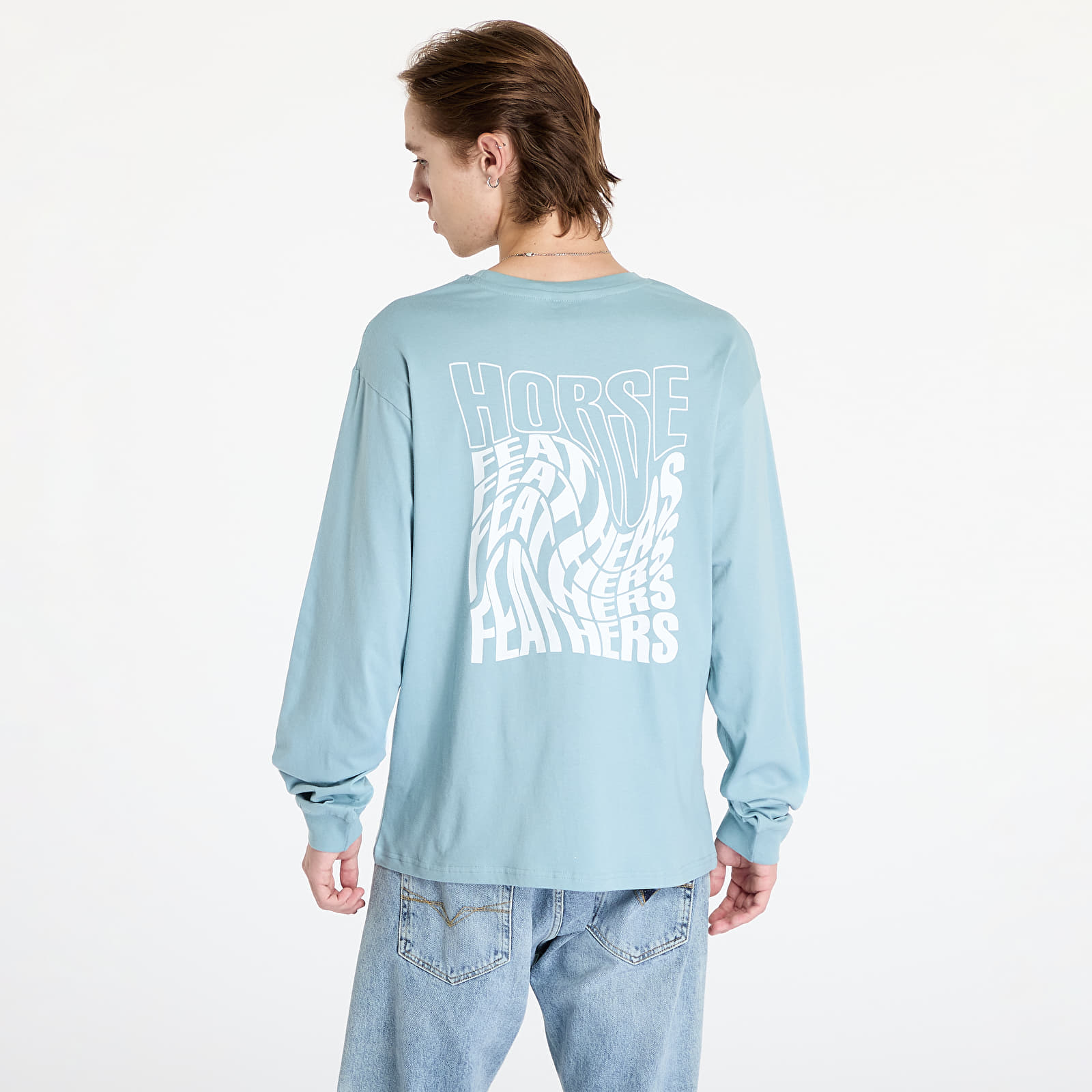 T-shirts homme Horsefeathers Distort Long Sleeve T-Shirt Blue Haze