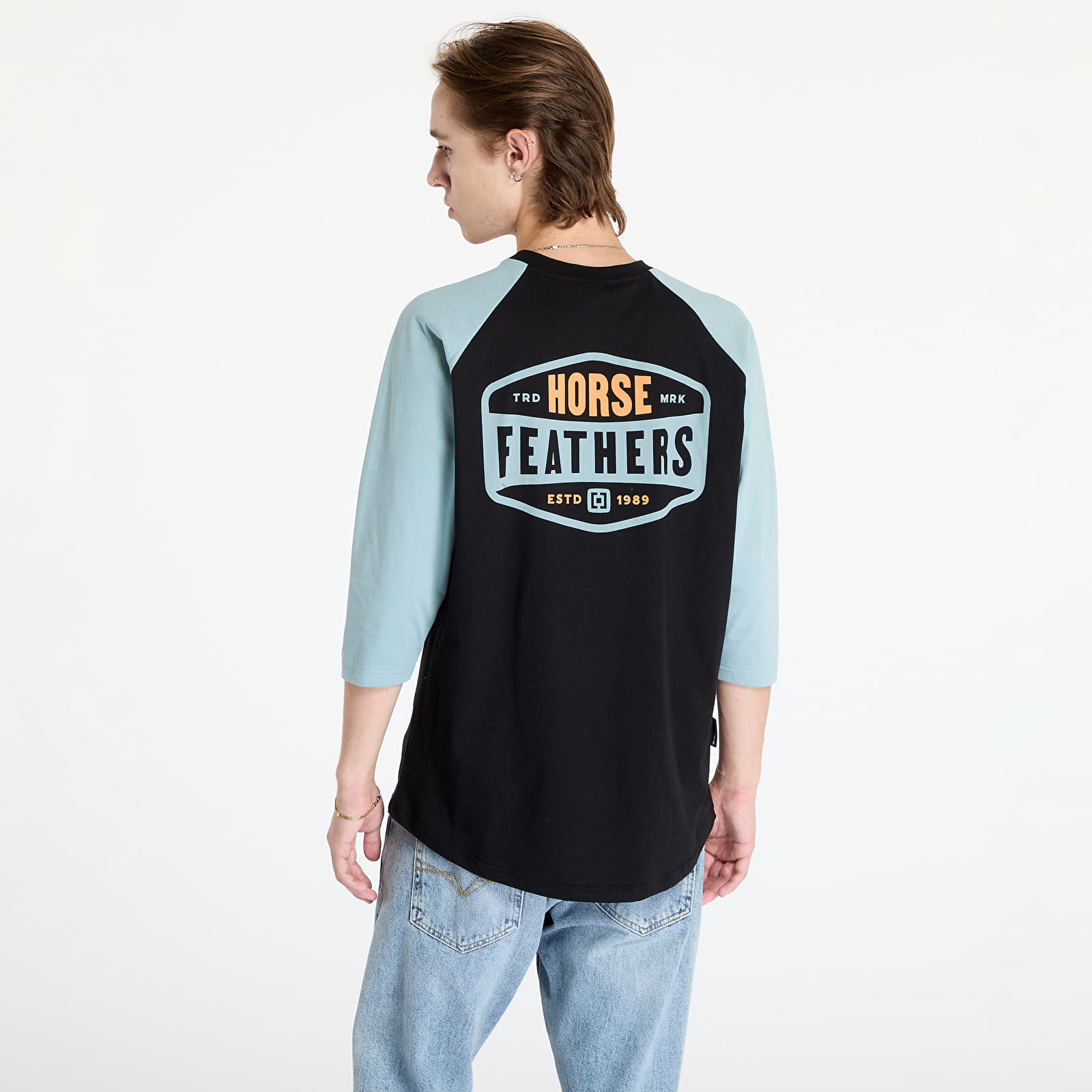 Männer T-Shirts Horsefeathers Hexagon II Raglan T-Shirt Black