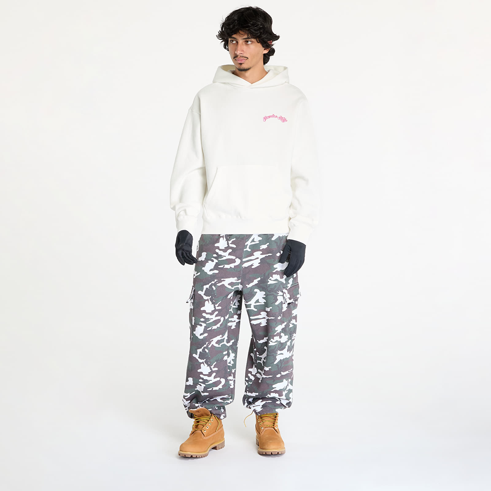 Férfi kapucnis pulcsik Awake NY Twill Logo Hoodie Cream