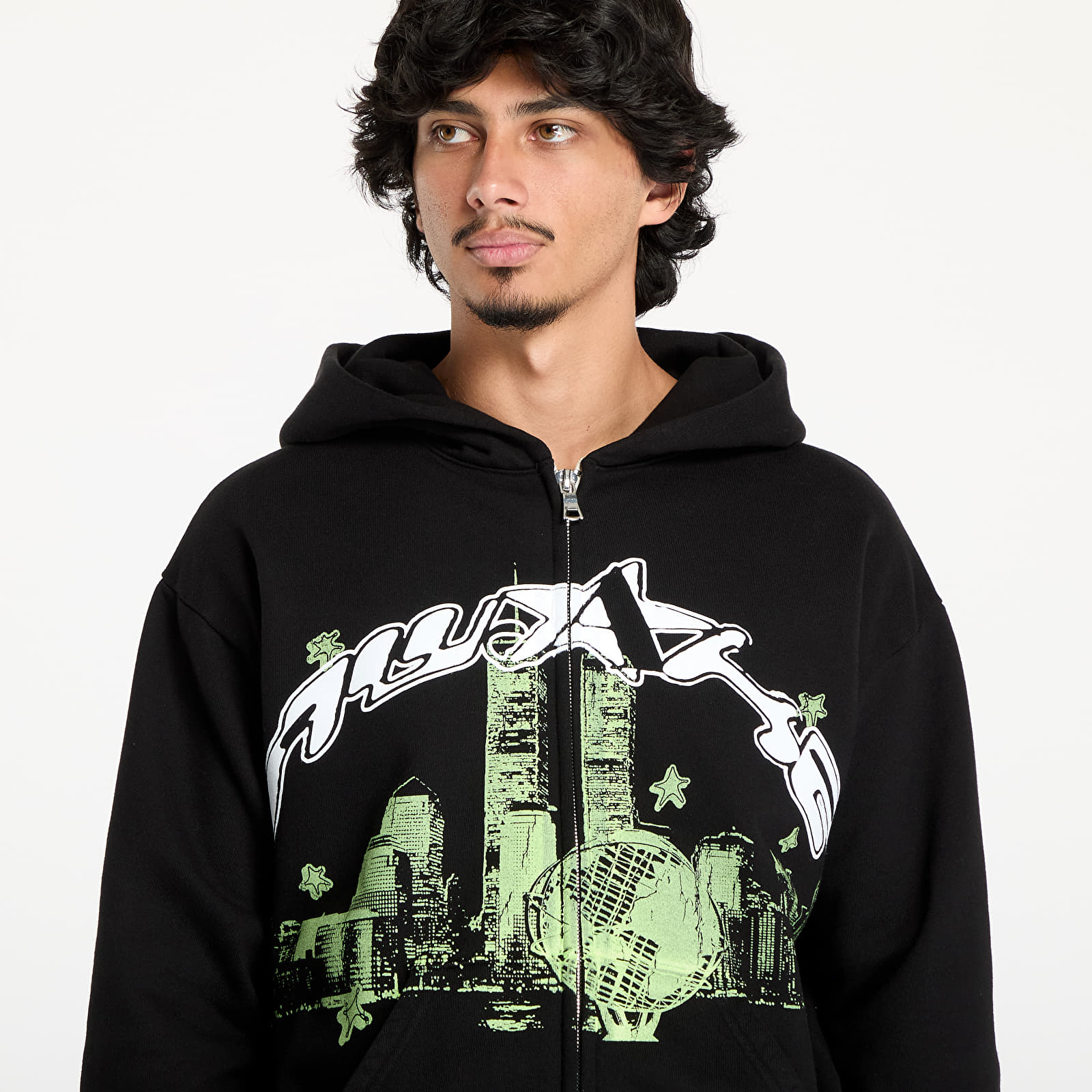 Hettegensere og sweatshirts Awake NY Skyline Zip Up Hoodie Washed Black