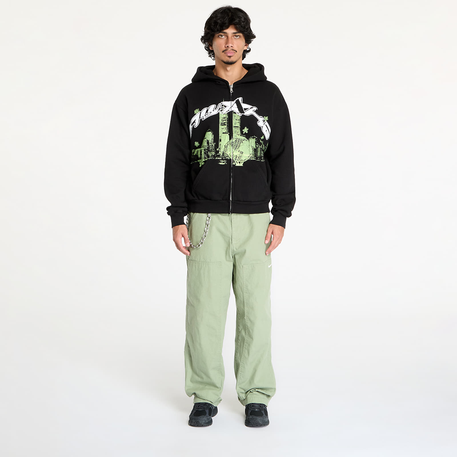 Hettegensere og sweatshirts Awake NY Skyline Zip Up Hoodie Washed Black