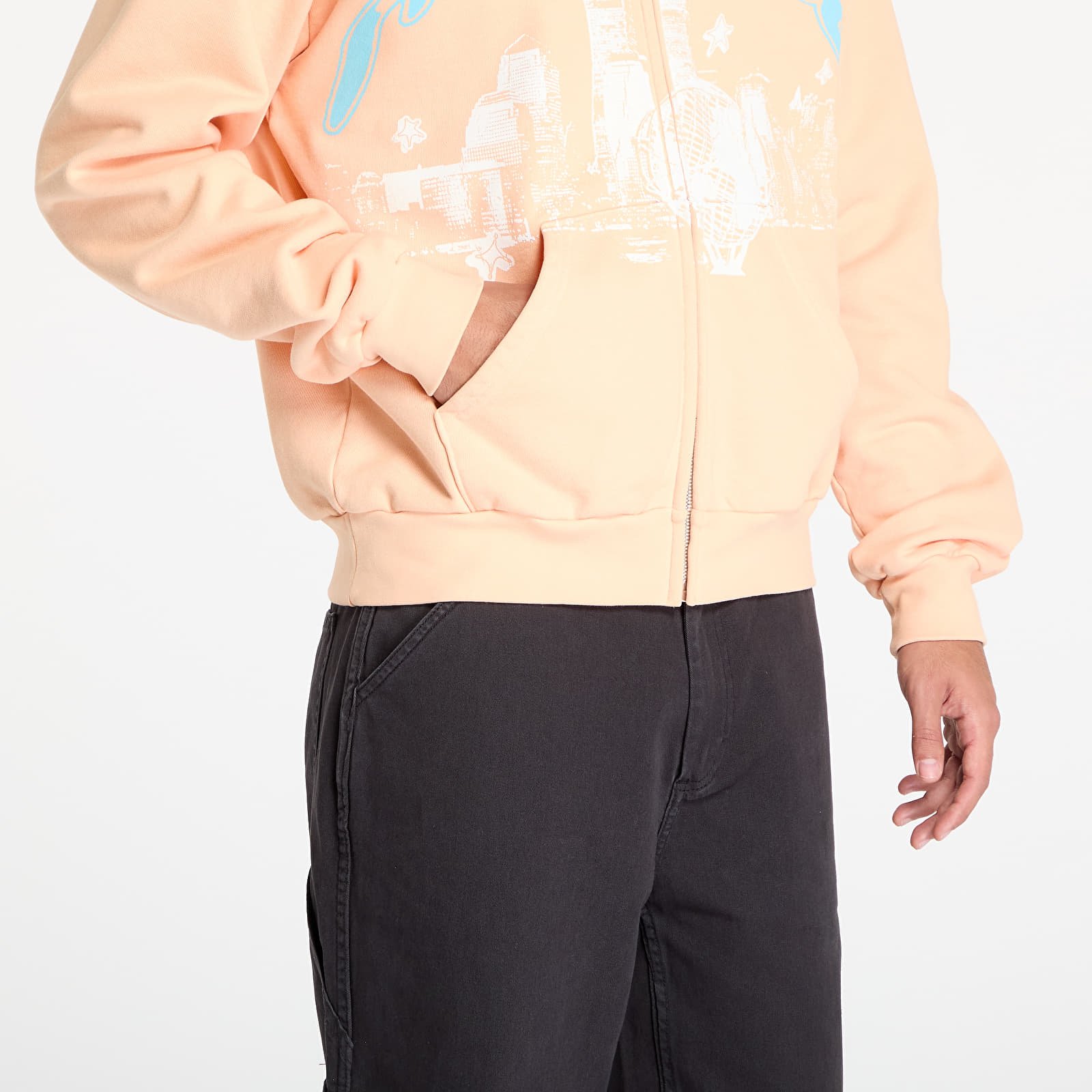 Hupparit ja collegepaidat Awake NY Skyline Zip Up Hoodie Peach