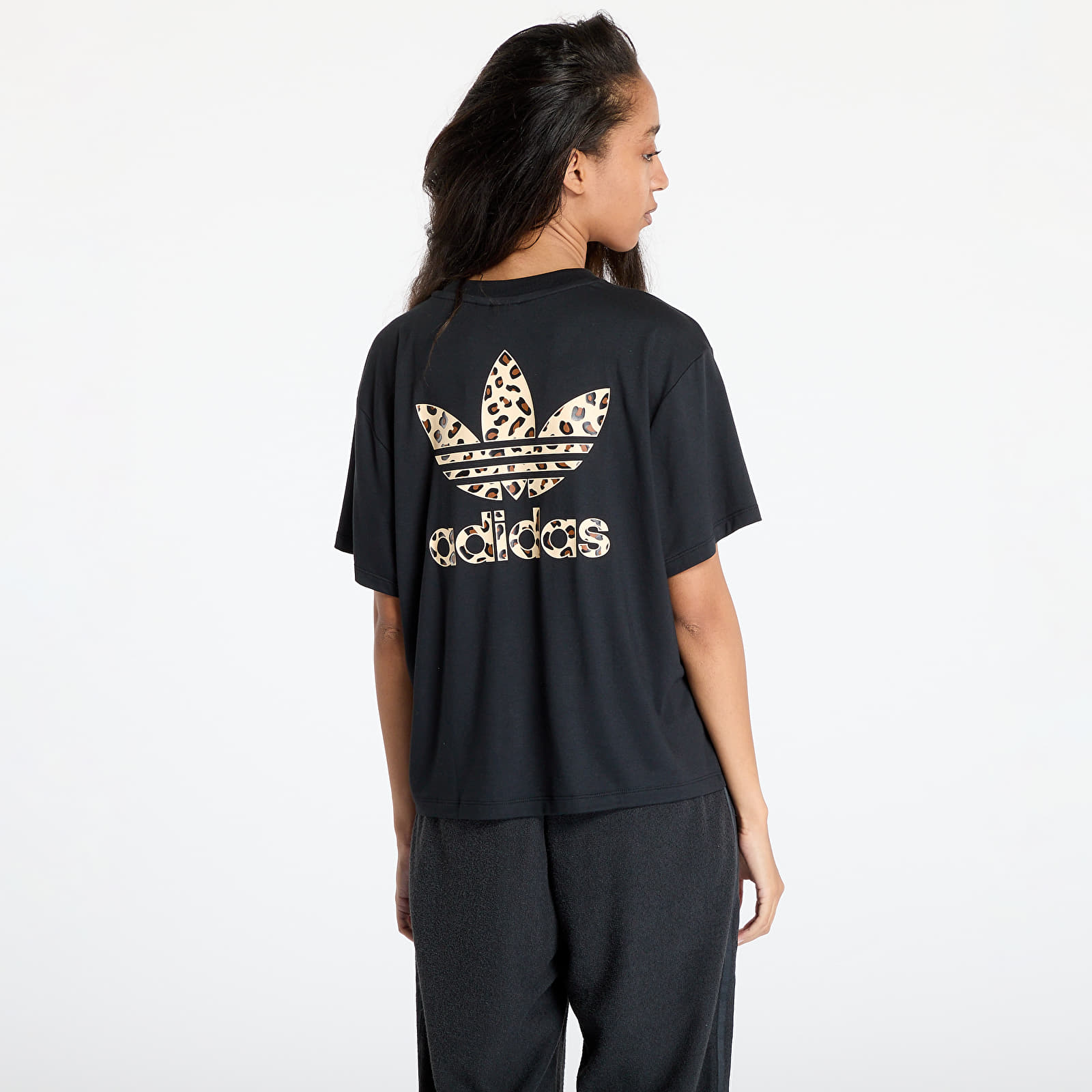 Tričká adidas Leopard Trefoil Infill Tee Black