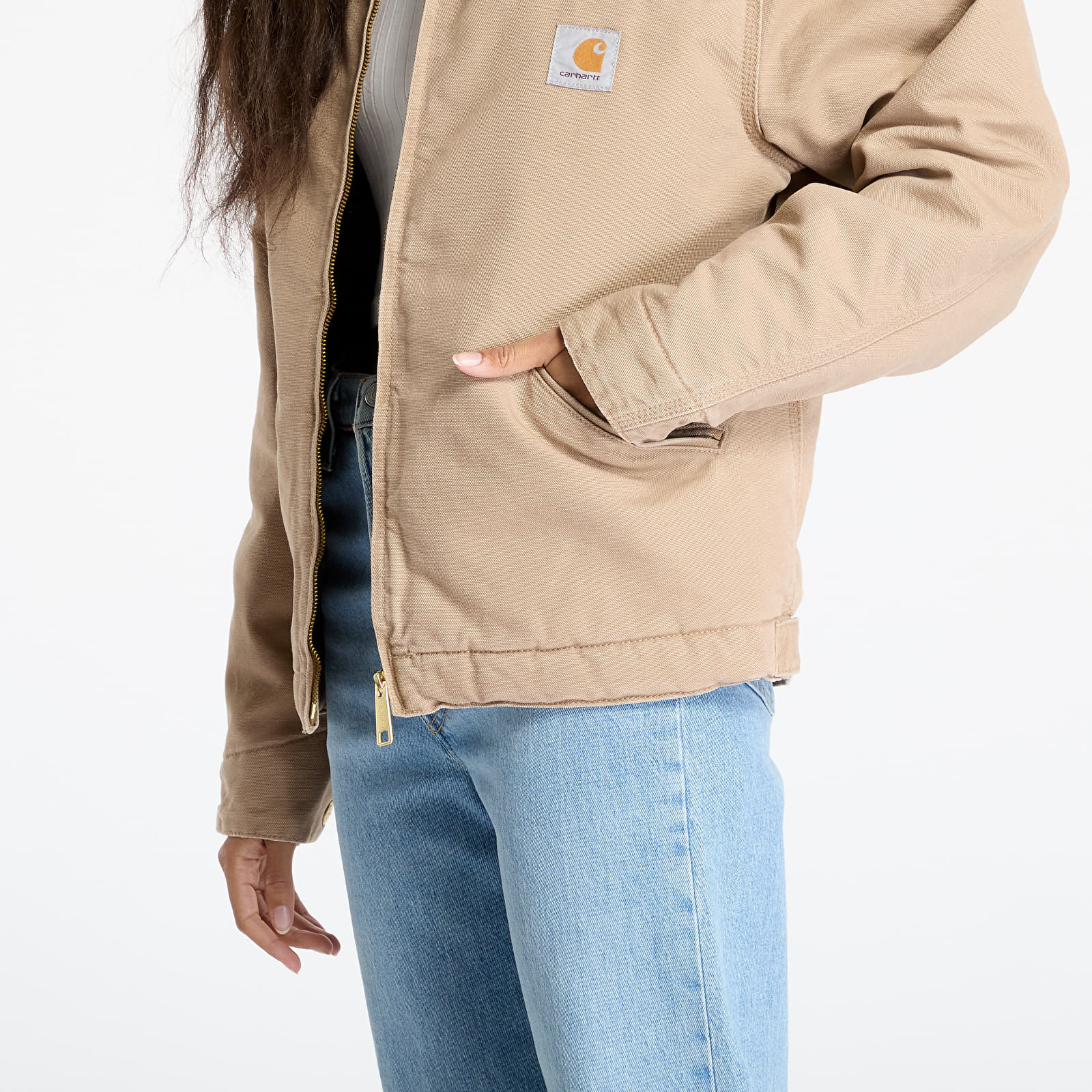 Chaquetas de hombre Carhartt WIP OG Detroit Jacket UNISEX Peanut/ Black Aged Canvas