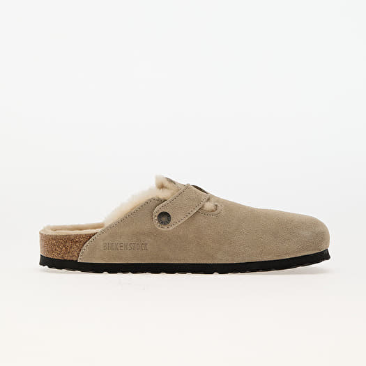 Birkenstock Boston Shearling Suede Leather/Fur Taupe | Footshop