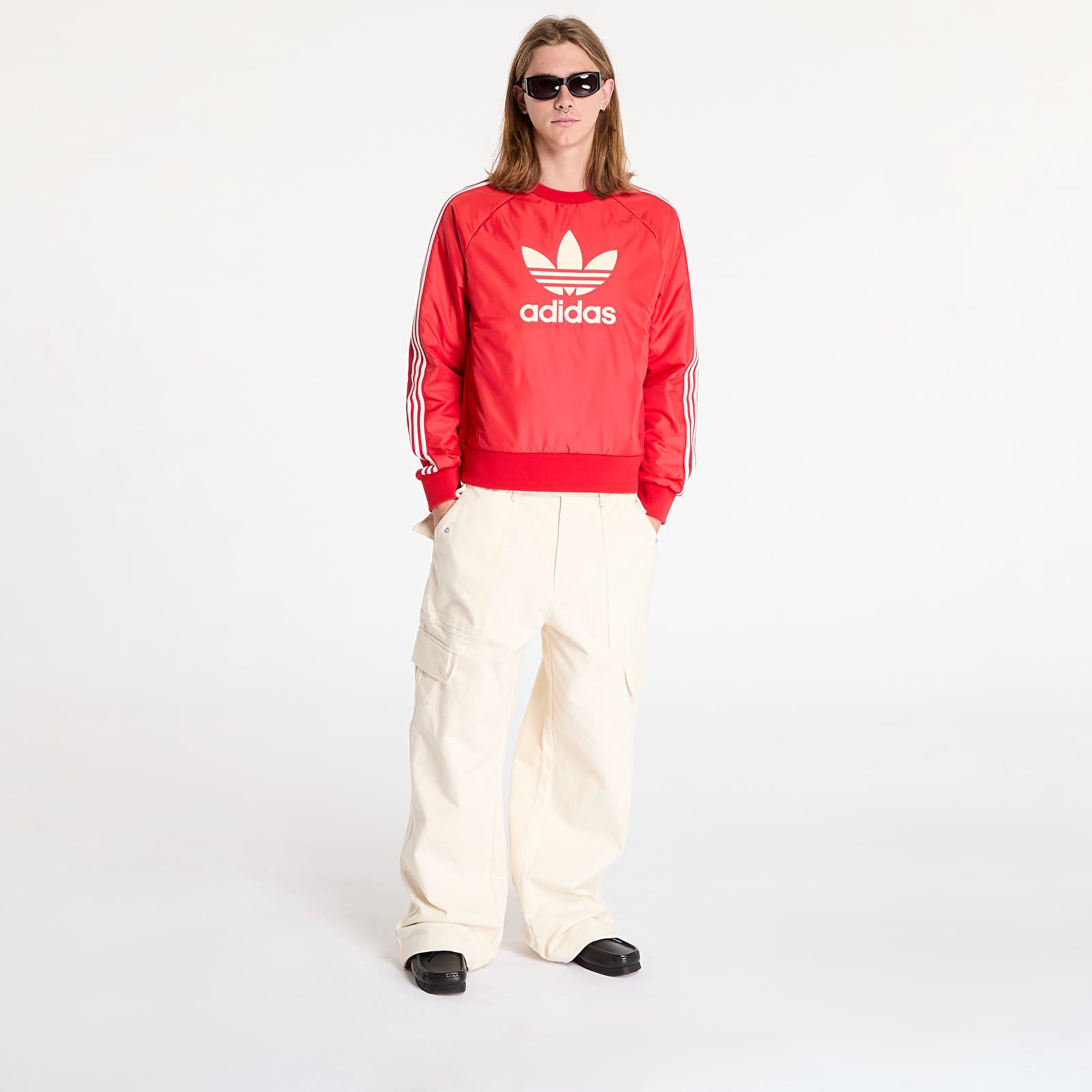 Mikiny adidas x Wales Bonner Nylon Crew Sweatshirt Better Scarlet