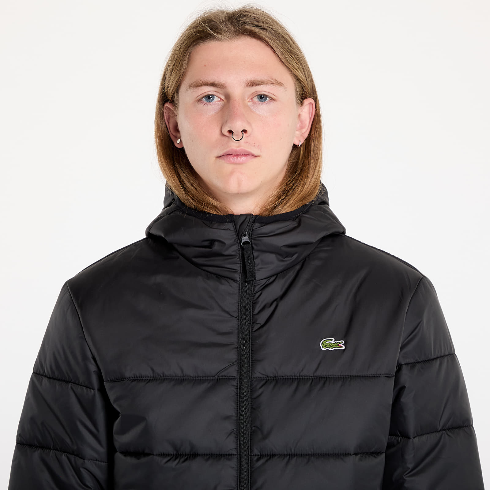 Pánské bundy LACOSTE Men's Water-Repellent Quilted Puffer Jacket Black/ Black