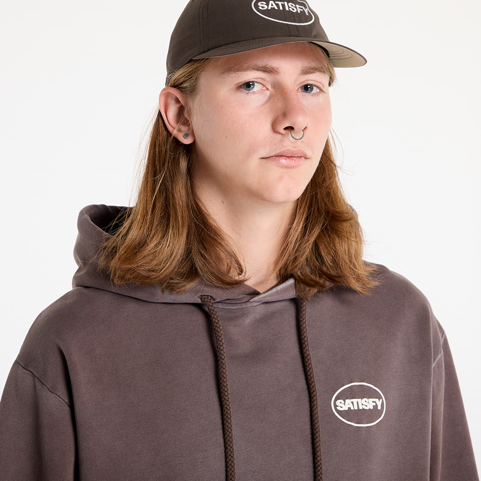Džemperiai su gobtuvais ir džemperiai Satisfy SoftCell Hoodie UNISEX Sun Bleached Brown