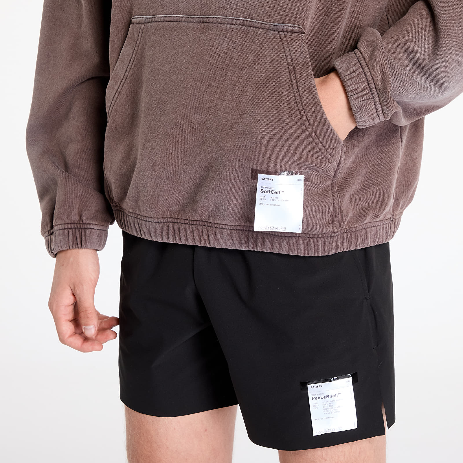 Džemperiai su gobtuvais ir džemperiai Satisfy SoftCell Hoodie UNISEX Sun Bleached Brown