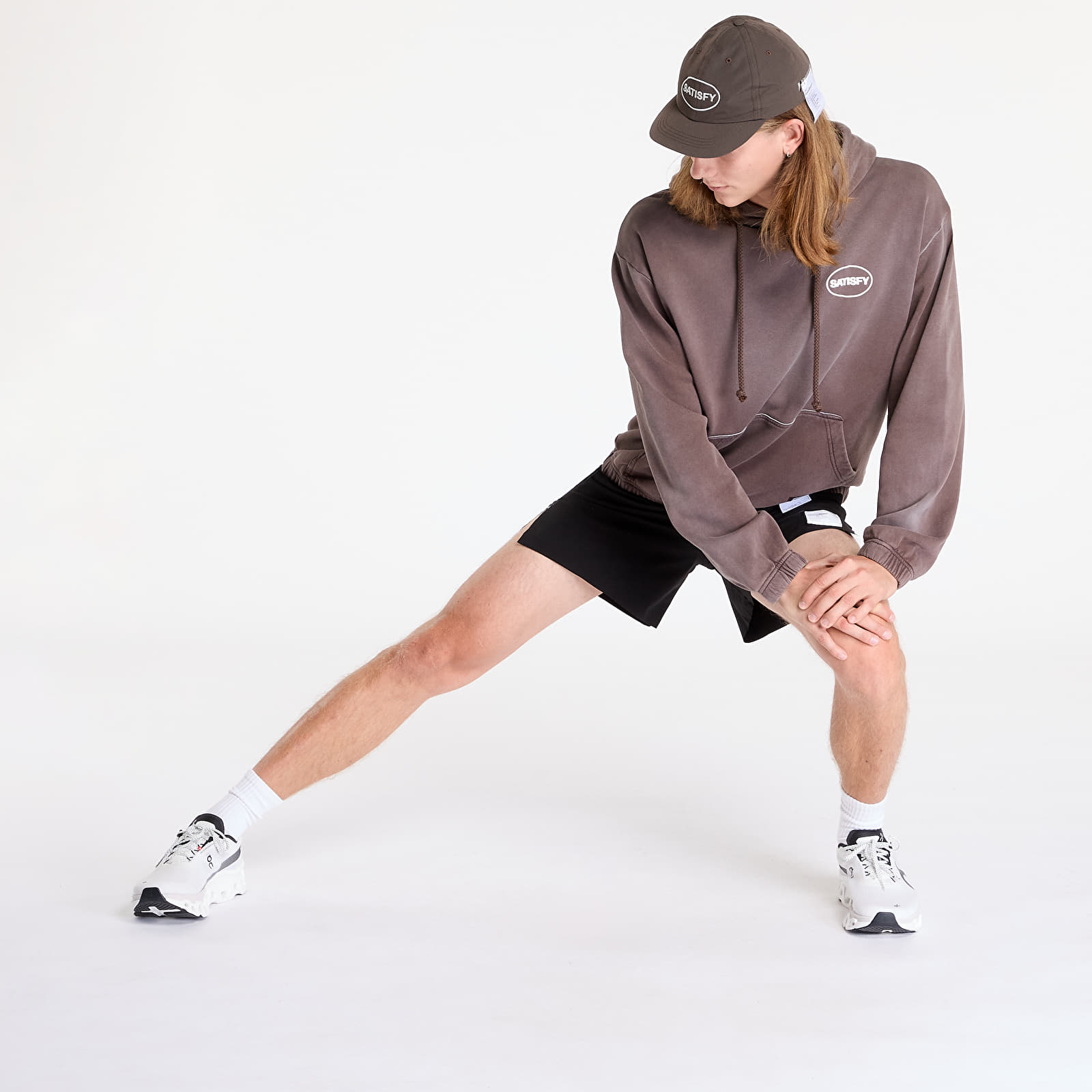 Džemperiai su gobtuvais ir džemperiai Satisfy SoftCell Hoodie UNISEX Sun Bleached Brown