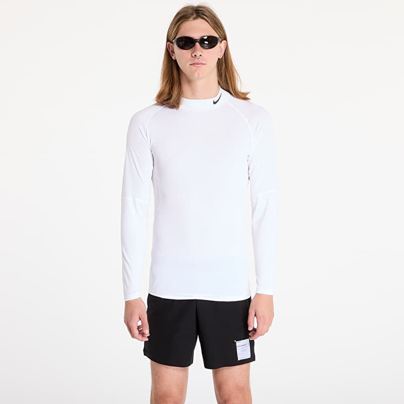 Nike Pro Men's Dri-FIT Fitness Mock-Neck Long-Sleeve Top White/ Black