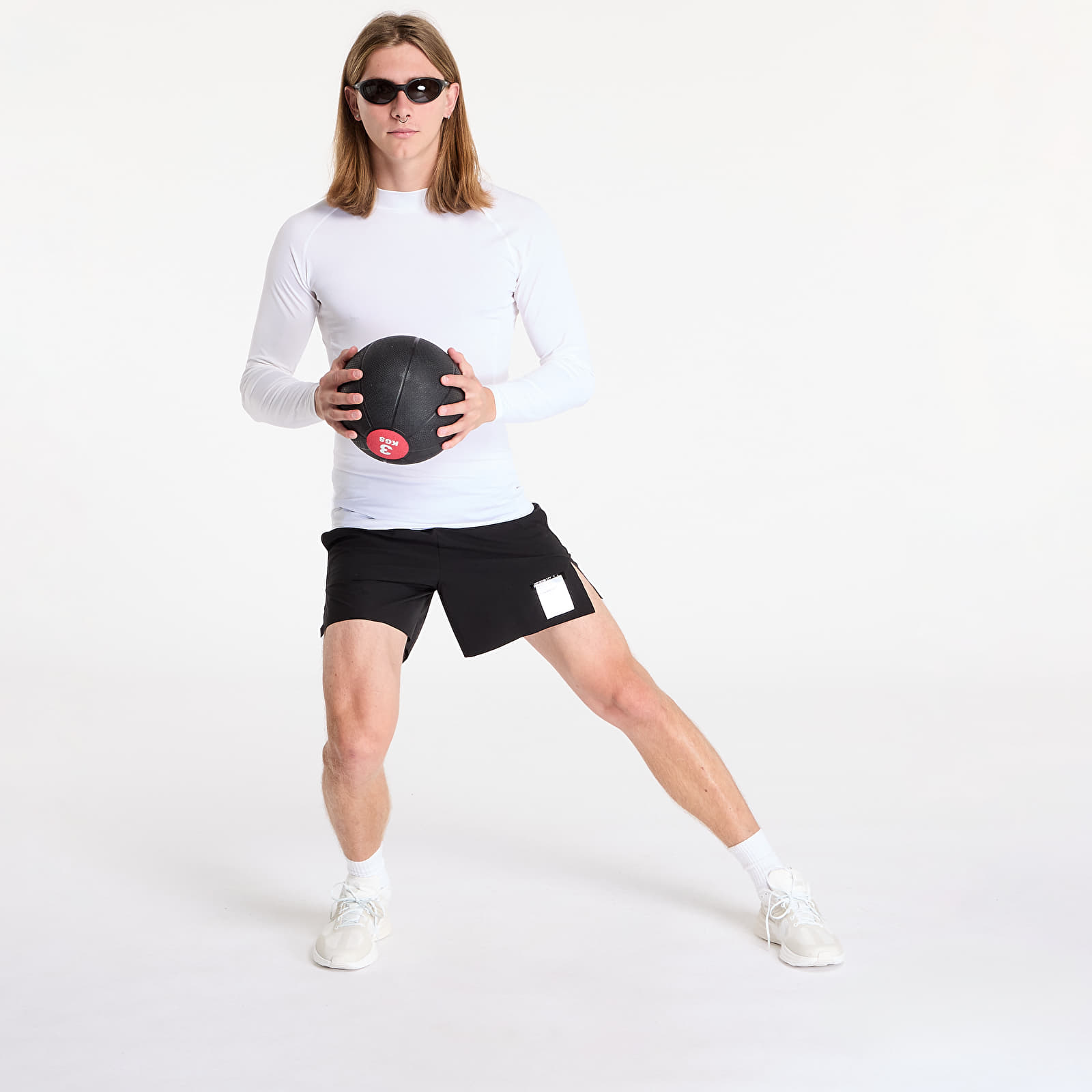 T-shirts Nike Pro Men's Dri-FIT Fitness Mock-Neck Long-Sleeve Top White/ Black