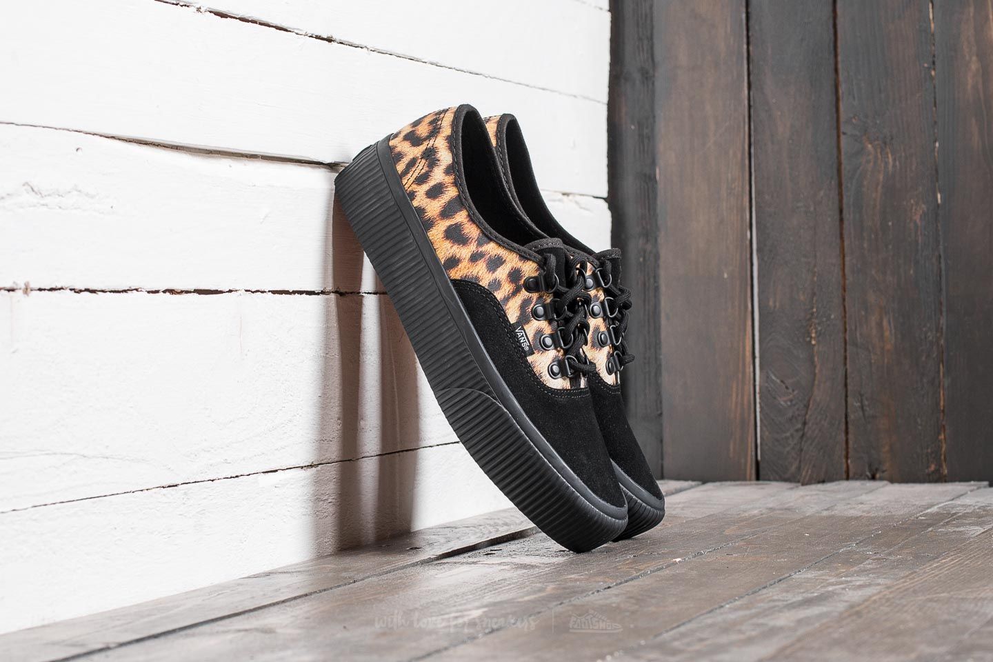 Dámske topánky a tenisky Vans Authentic Platform (Embossed) Black/ Leopard/ Black