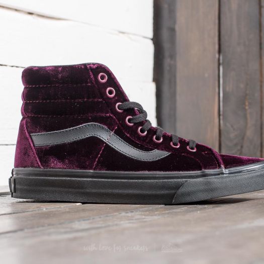 Women s shoes Vans Sk8 Hi Reissue Velvet Red Black Footshop