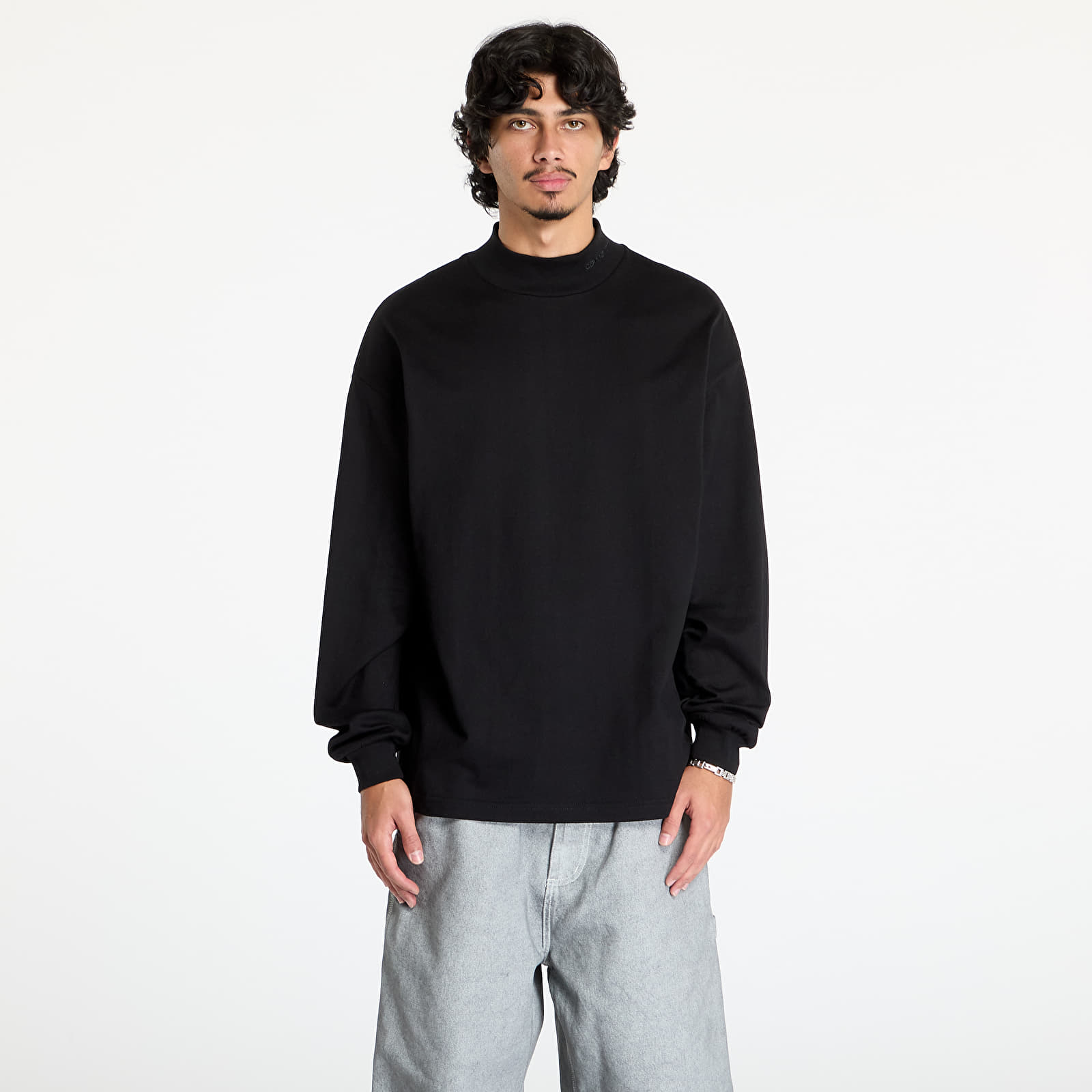 T-shirty męskie Carhartt WIP L/S Script Mockneck T-Shirt UNISEX Black