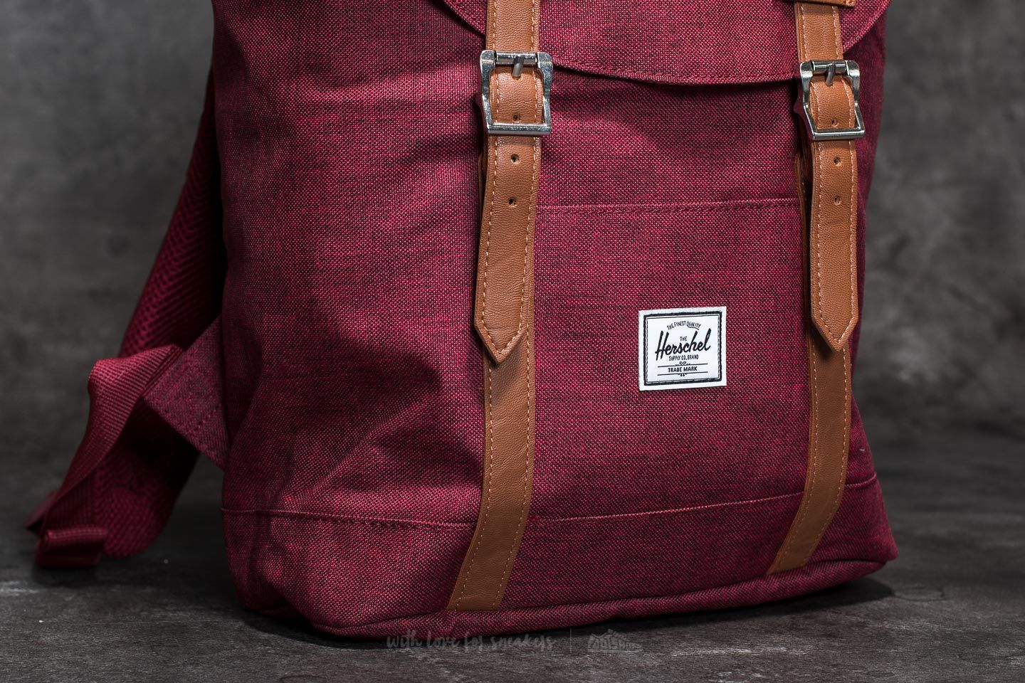 Accessoires Herschel Supply Co. Retreat Mid-Volume Backpack Winetasting Crosshatch/ Tan Synthetic Leather