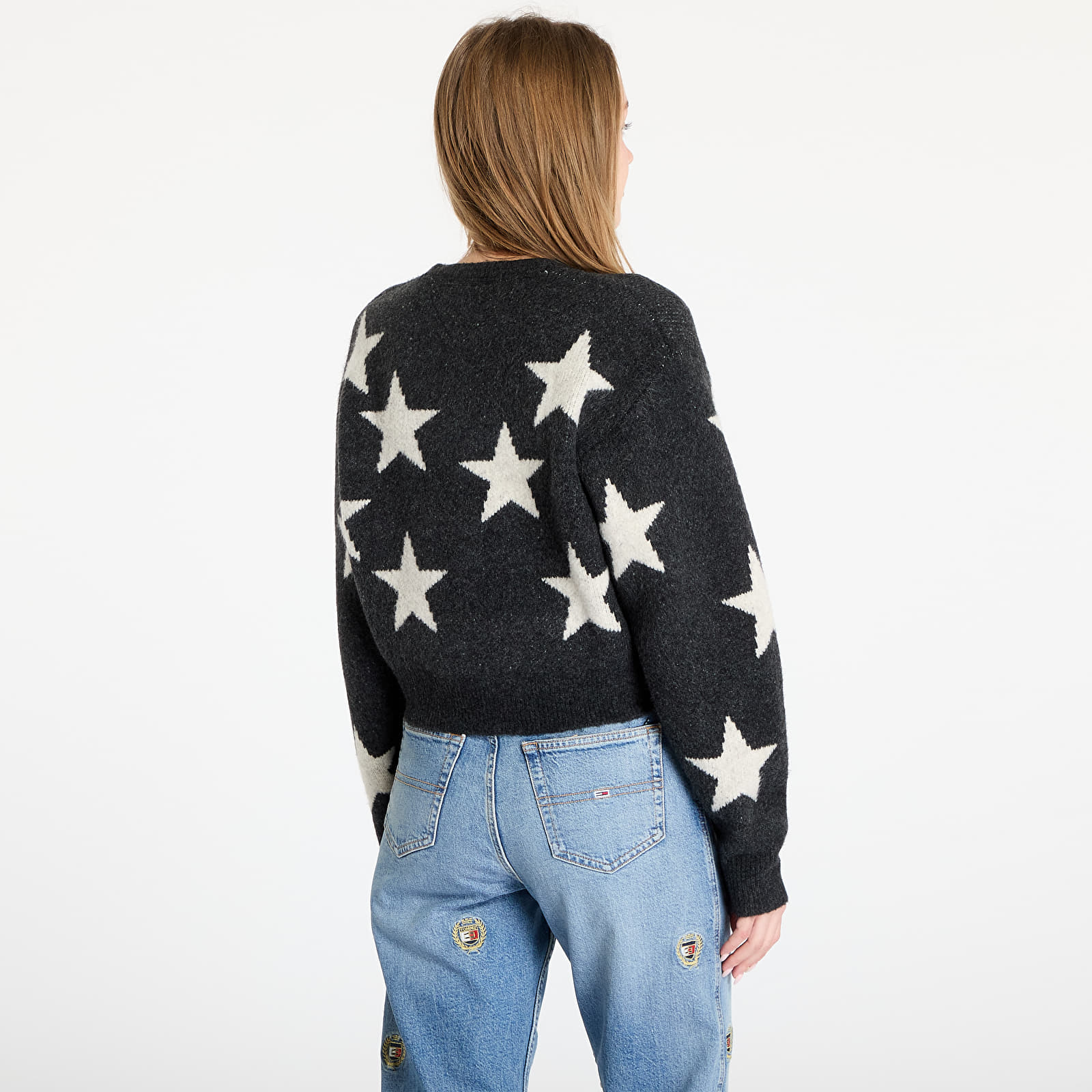 Pulovere pentru femei Tommy Jeans Star Patern Sweater Black