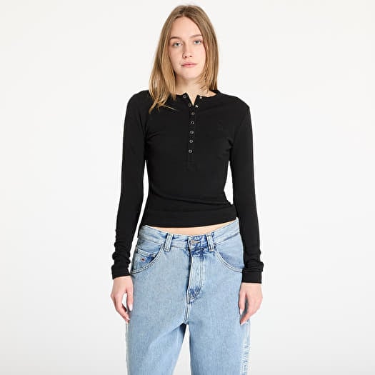 Póló Daily Paper Denise Button Long Sleeve T-Shirt Black