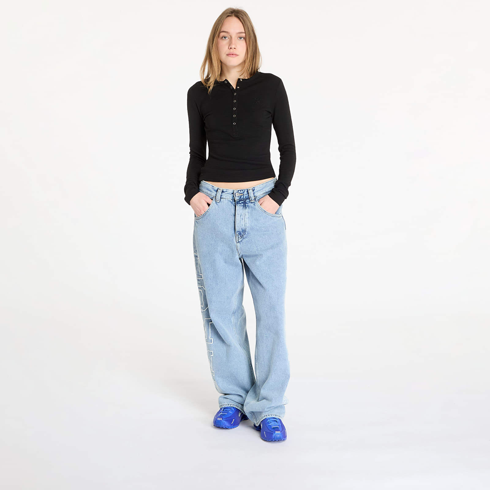 T-paidat Daily Paper Denise Button Long Sleeve T-Shirt Black