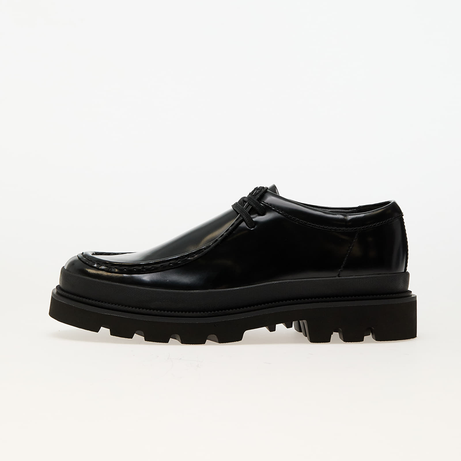 Männer Clarks Originals Badell Seam Black HiShine Lea