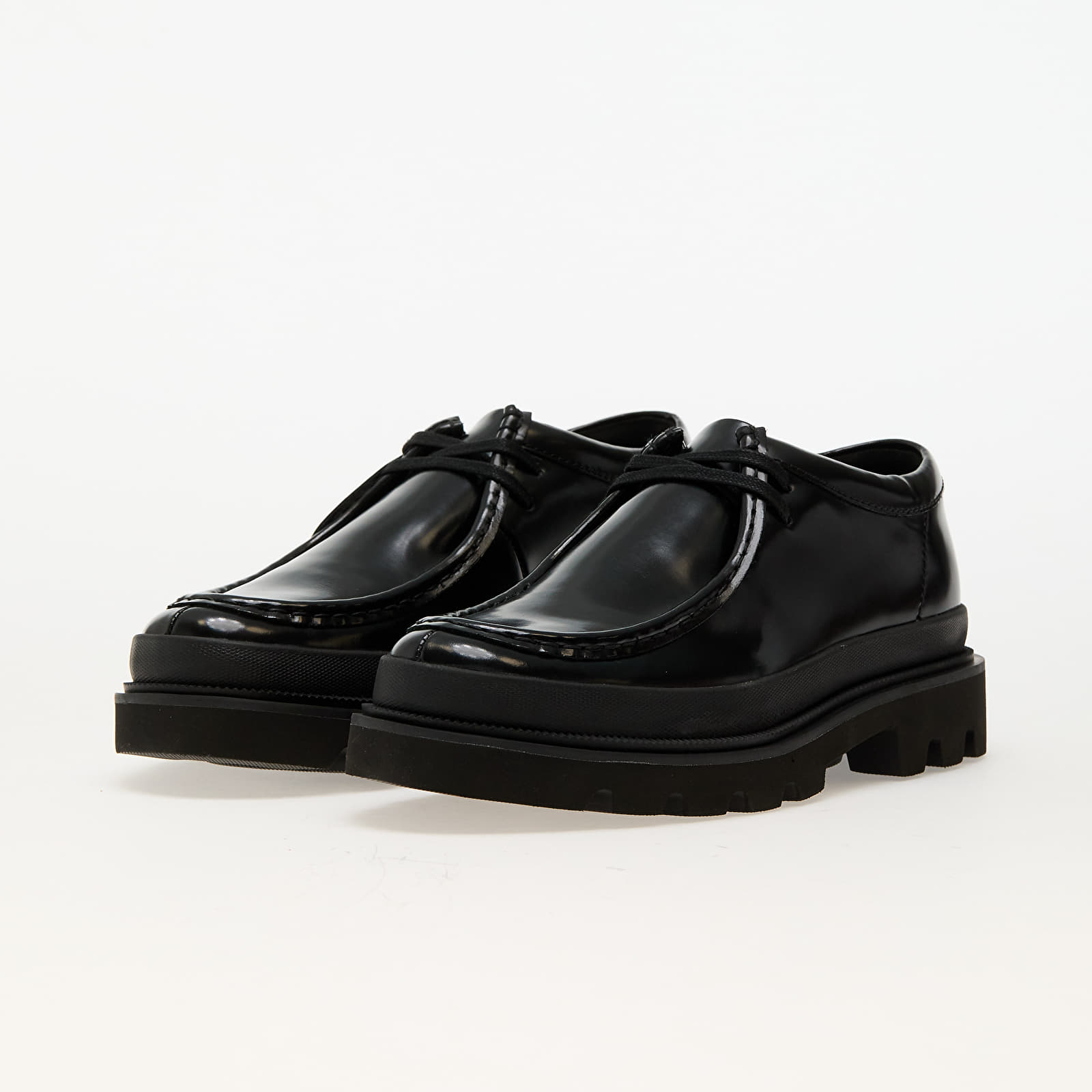Männer Clarks Originals Badell Seam Black HiShine Lea