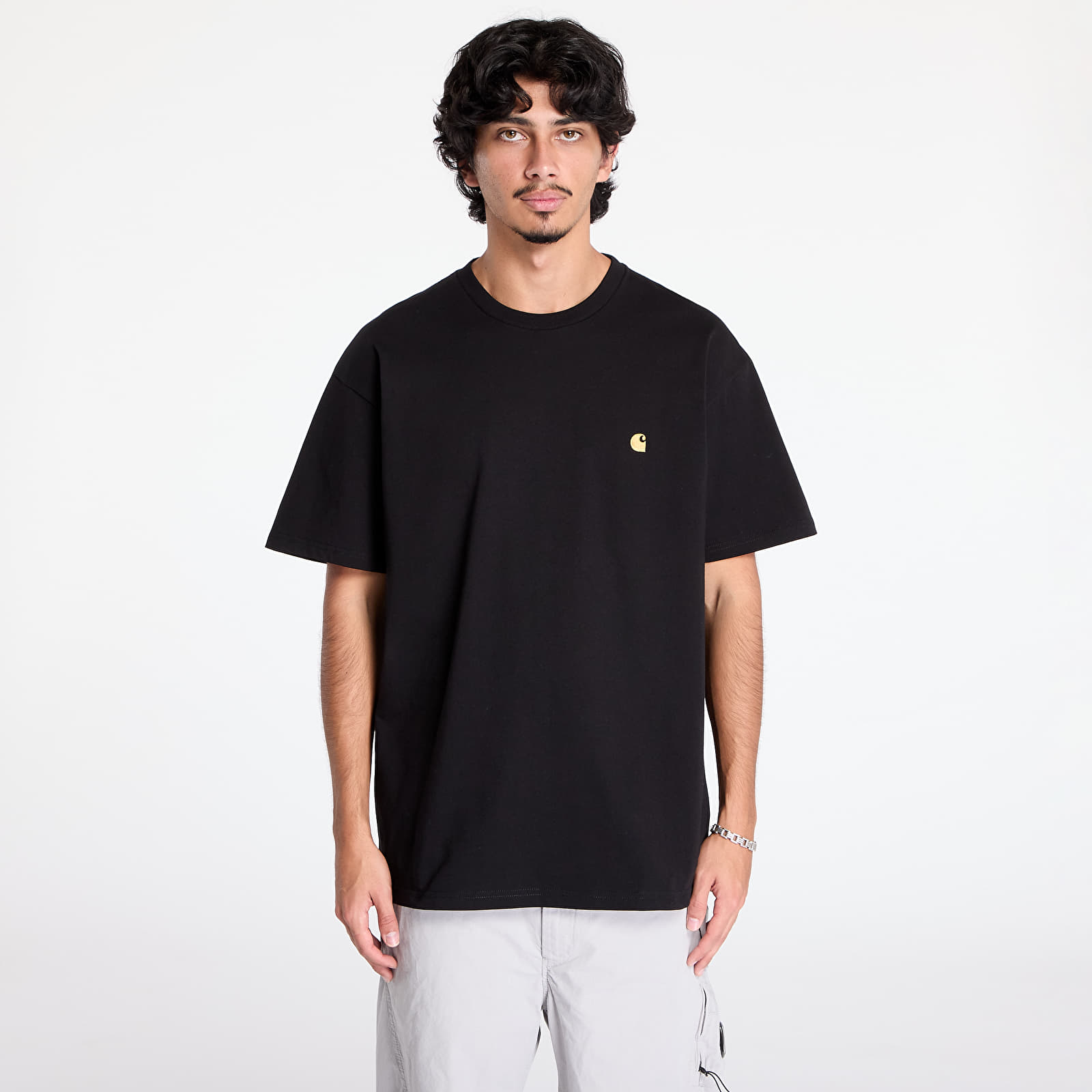 Pólók Carhartt WIP S/S Chase T-Shirt Black/ Gold