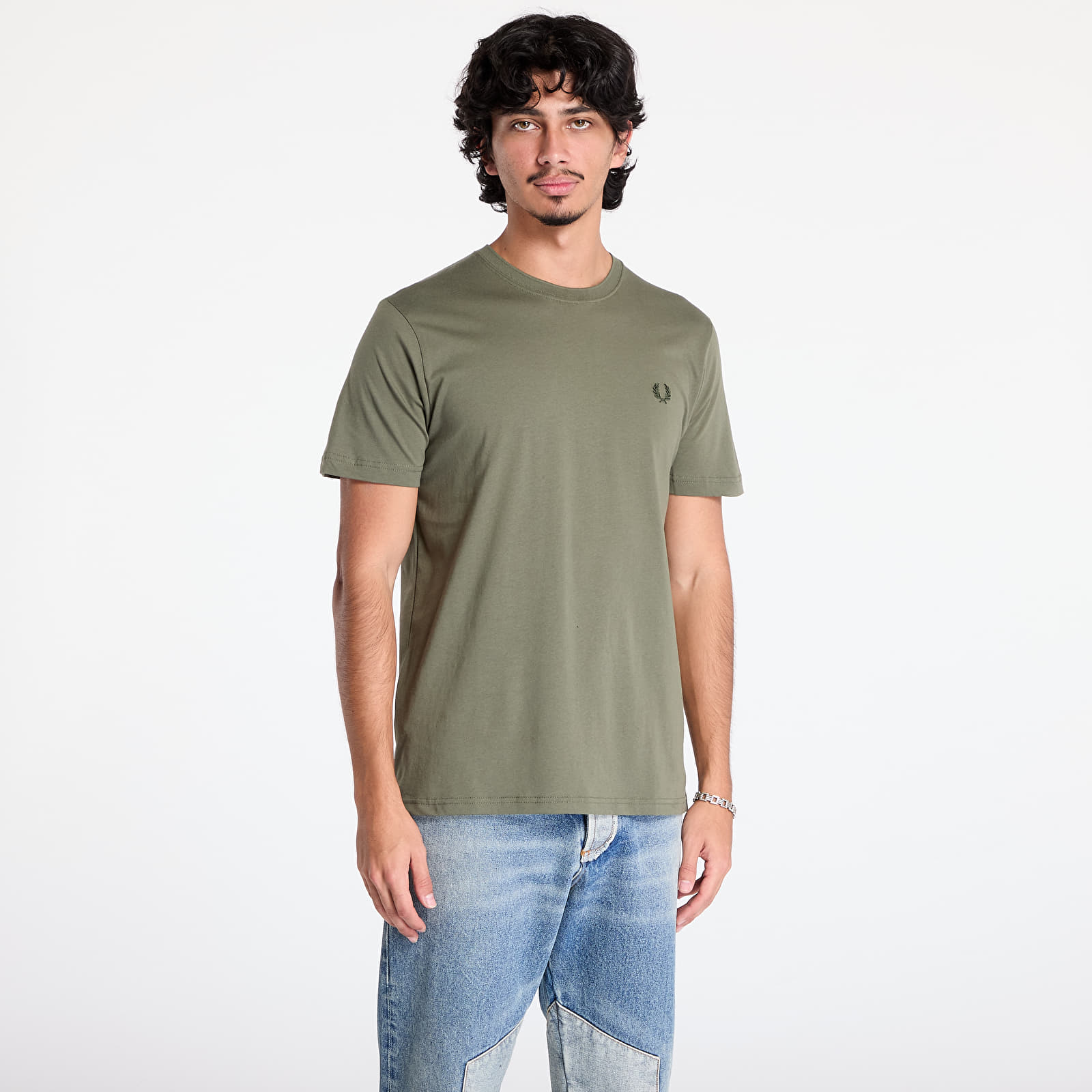 Männer T-Shirts FRED PERRY Crew Neck T-Shirt Laurel Wreath Green/ Night Green