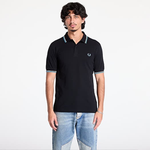 Tričko FRED PERRY The Twin Tipped Shirt Black/ Ecru/ Soft blue