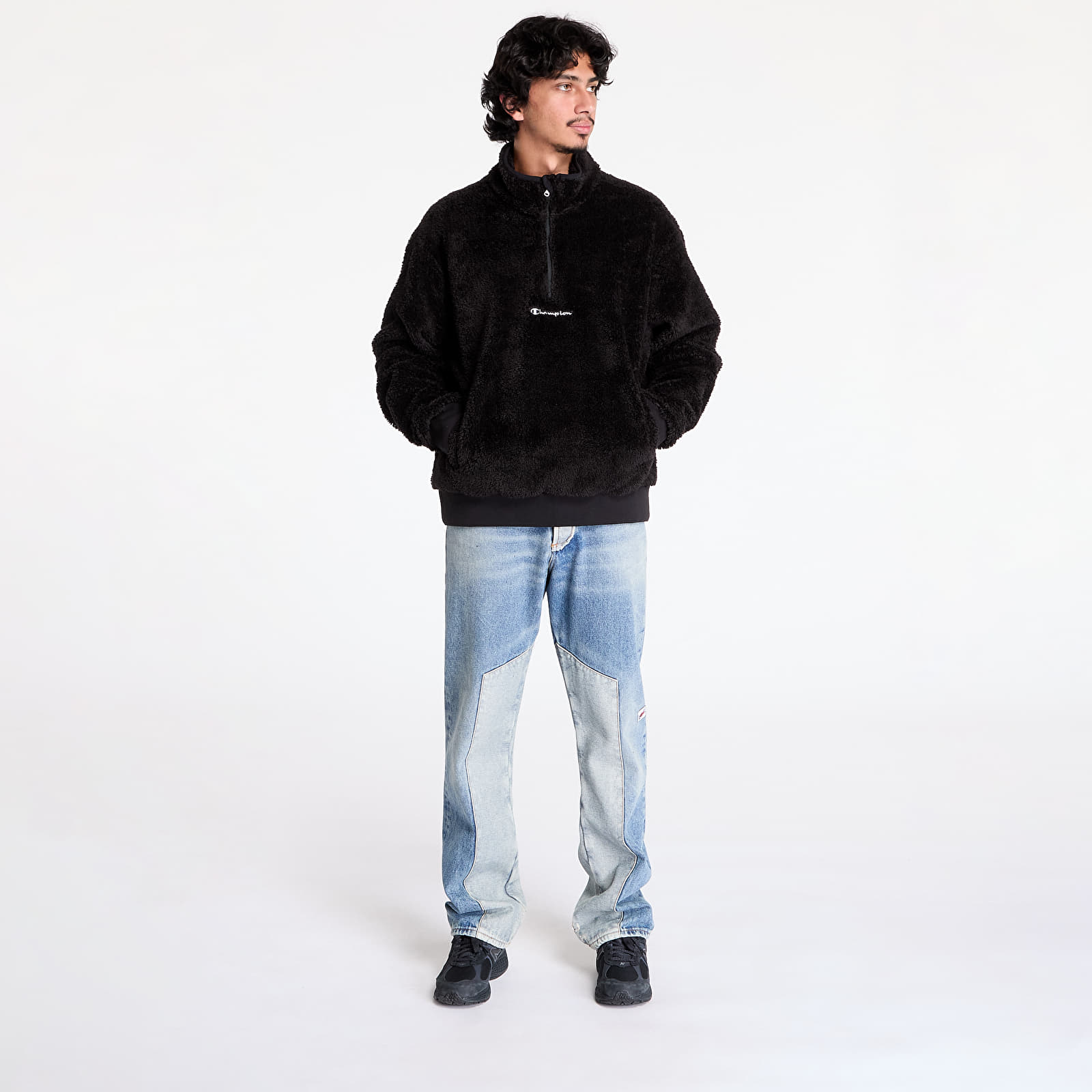 Pánské mikiny Champion Half Zip Top Black