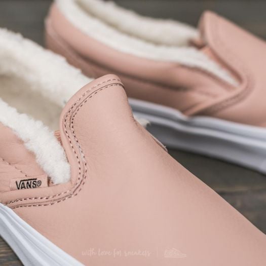 Vans leather slip on pink store