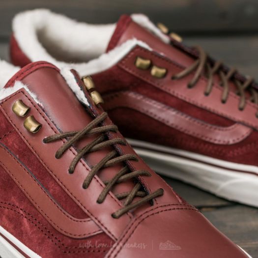 Burgundy leather vans discount