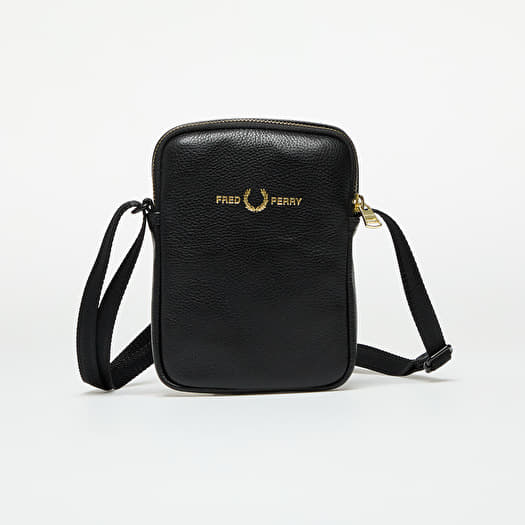 Sac banane FRED PERRY Tumbled Leather Side Bag Black