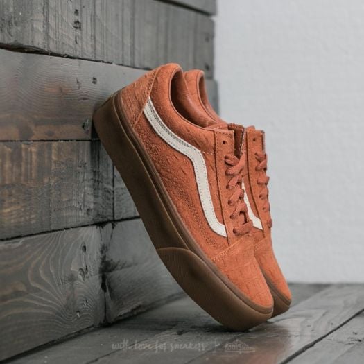 Women s shoes Vans Old Skool Platform Croc Suede Amber Brown Gum Footshop