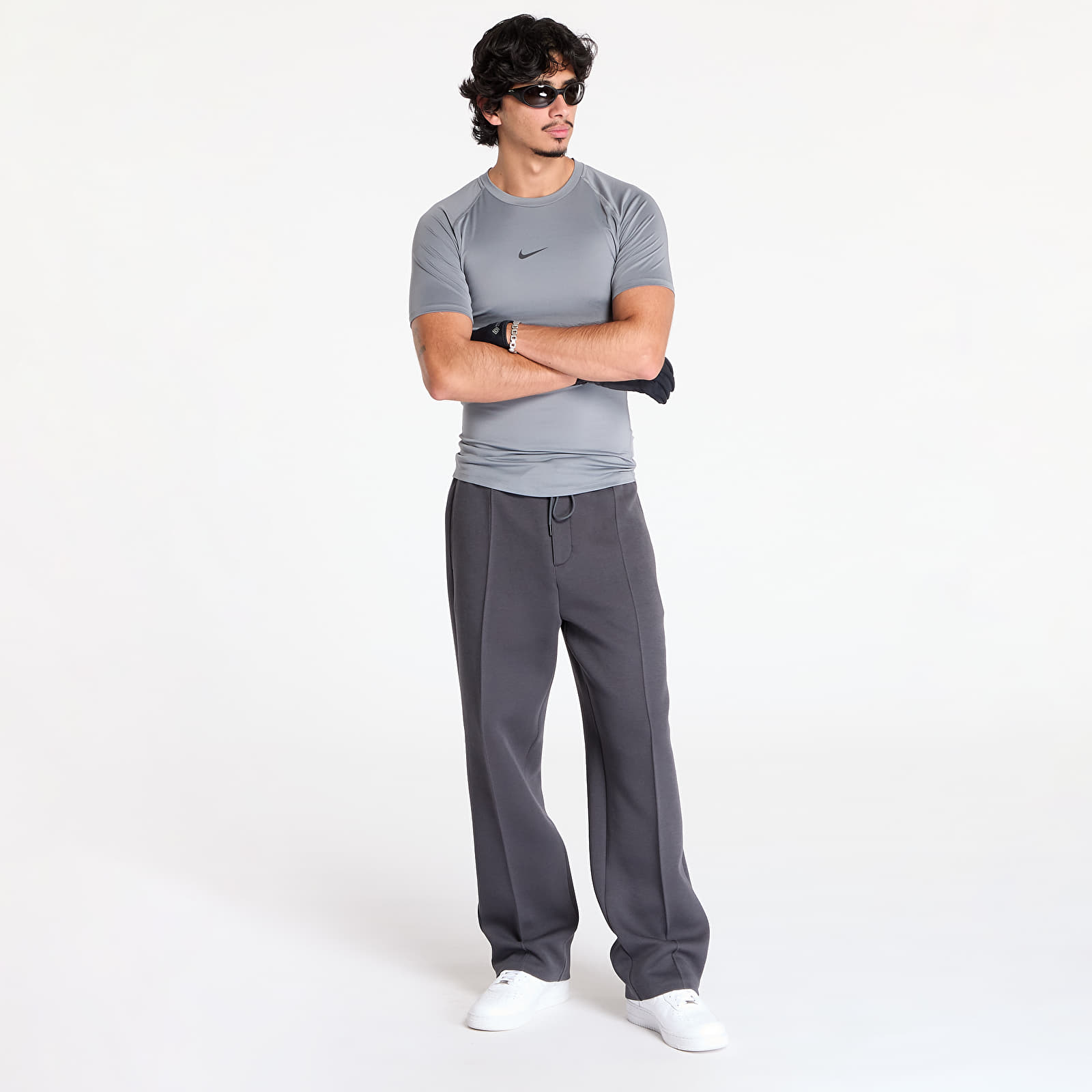 T-Shirts Nike Pro Men's Dri-FIT Tight Short-Sleeve Fitness Top Smoke Grey/ Black