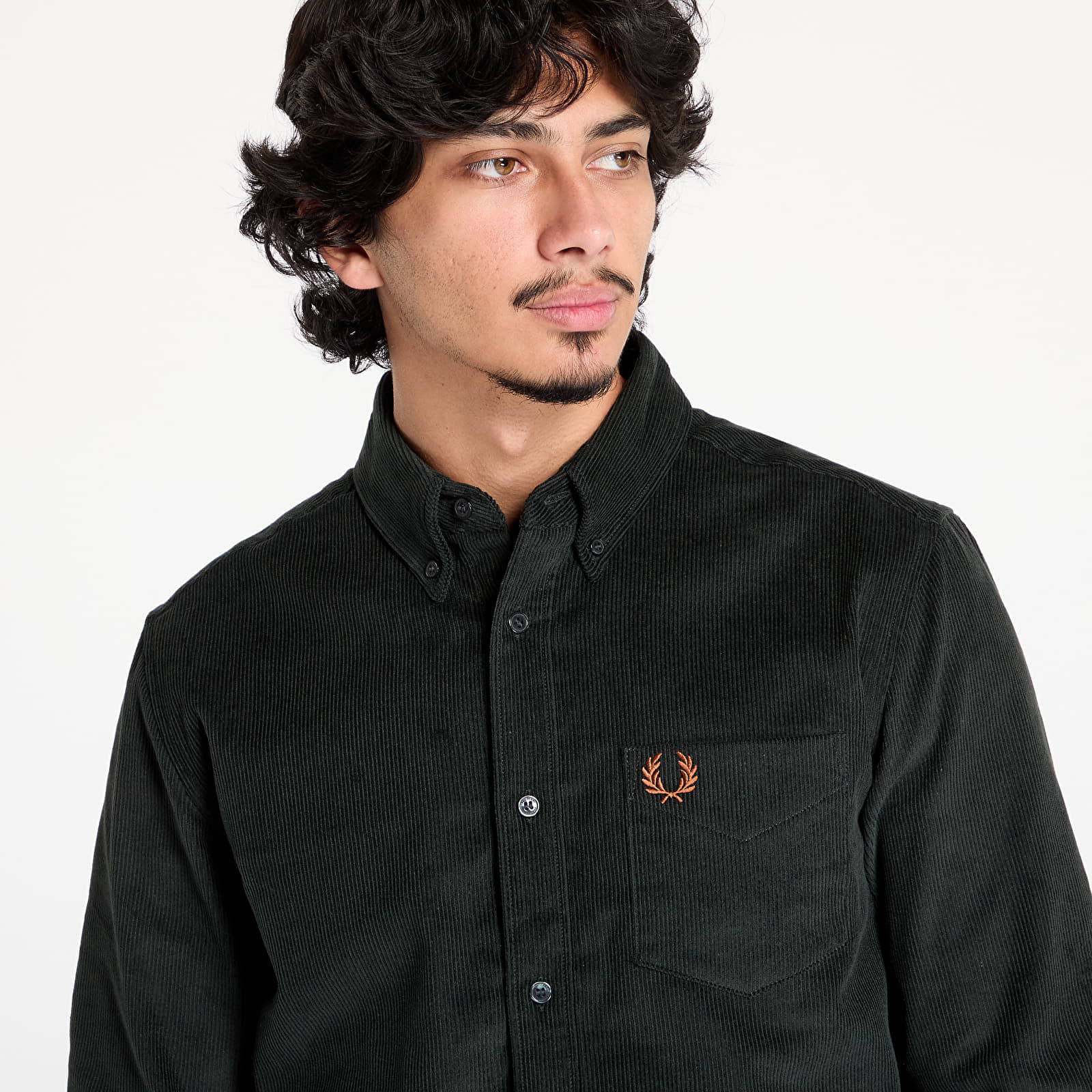 Camasa FRED PERRY Corduroy Shirt Night Green - 1 | YEO