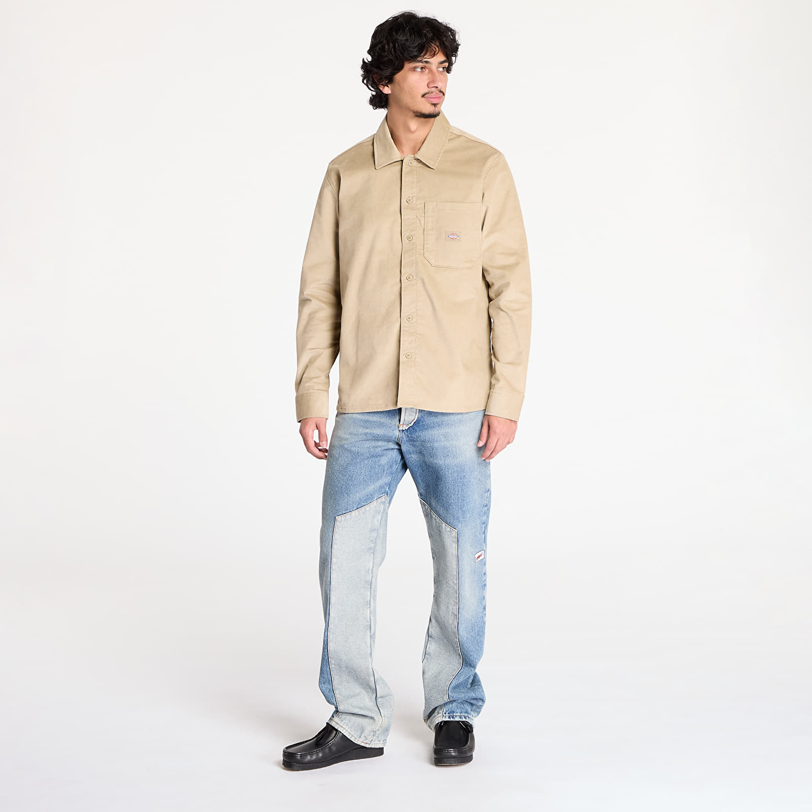 Košile Dickies Corduroy Long Sleeve Shirt Khaki