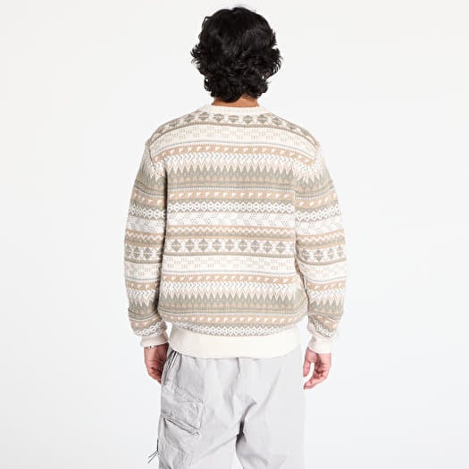 Men s sweaters Nike Life Fair Isle Swoosh Sweater Light Orewood Brown Sail Khaki Footshop