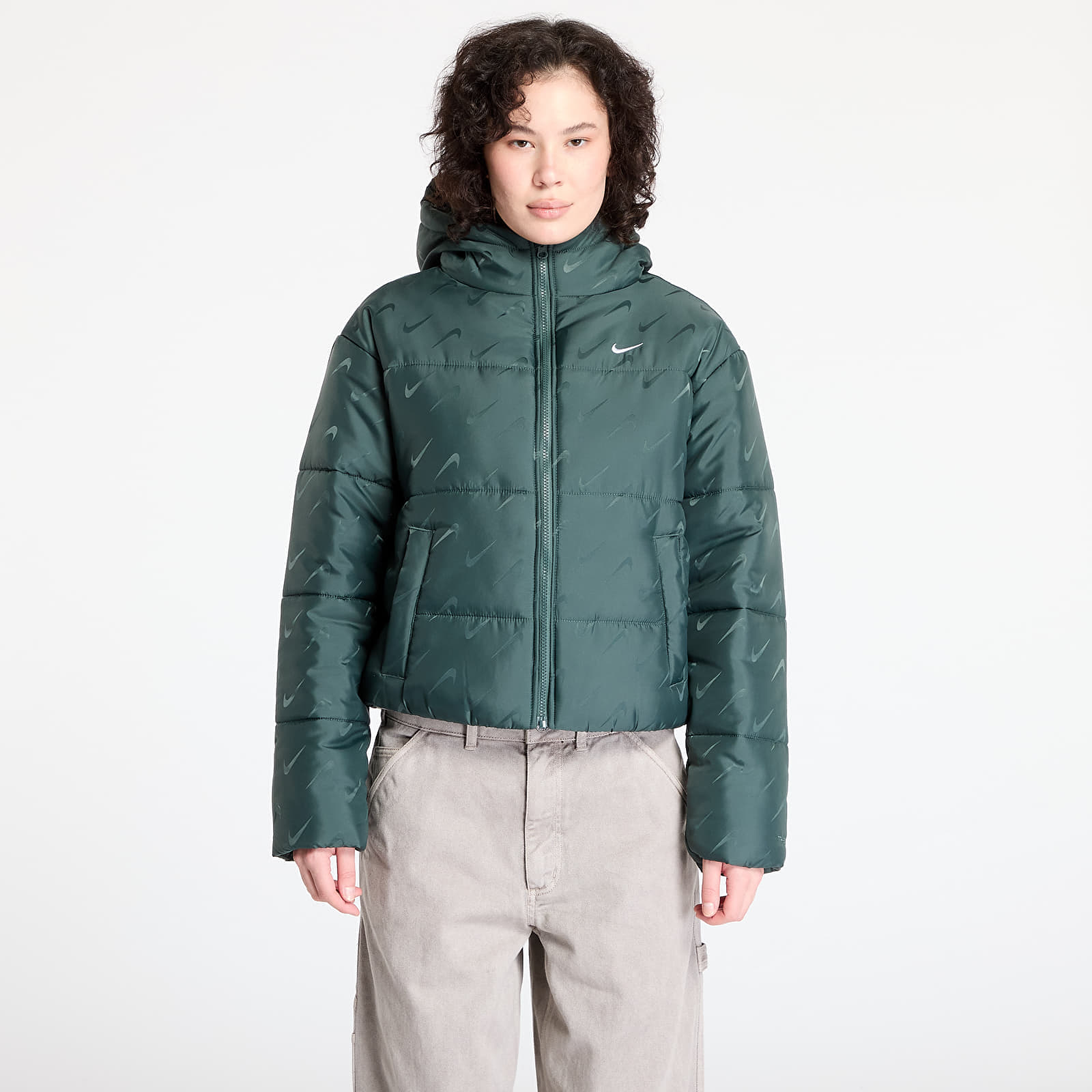 Kurtka Nike Sportswear Classic Women's Loose Therma-FIT Puffer Jacket Vintage Green/ White L