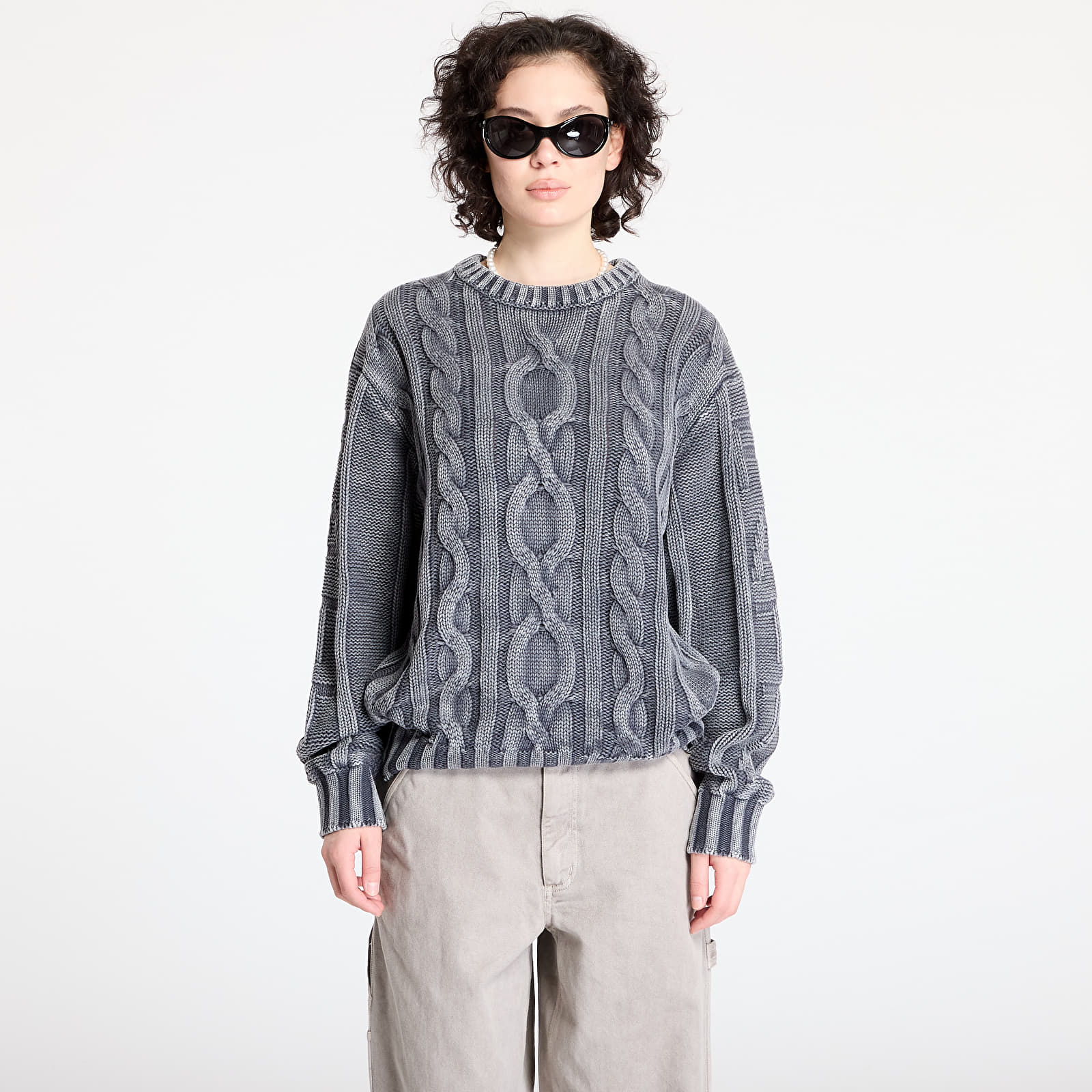 Megztiniai Patta Cable Knitted Cold Dye Jumper UNISEX Titanium