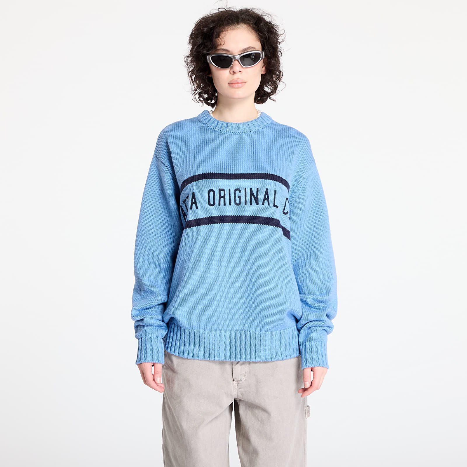 Pulóverek Patta Original Clothing Knitted Jumper UNISEX Dusty Blue